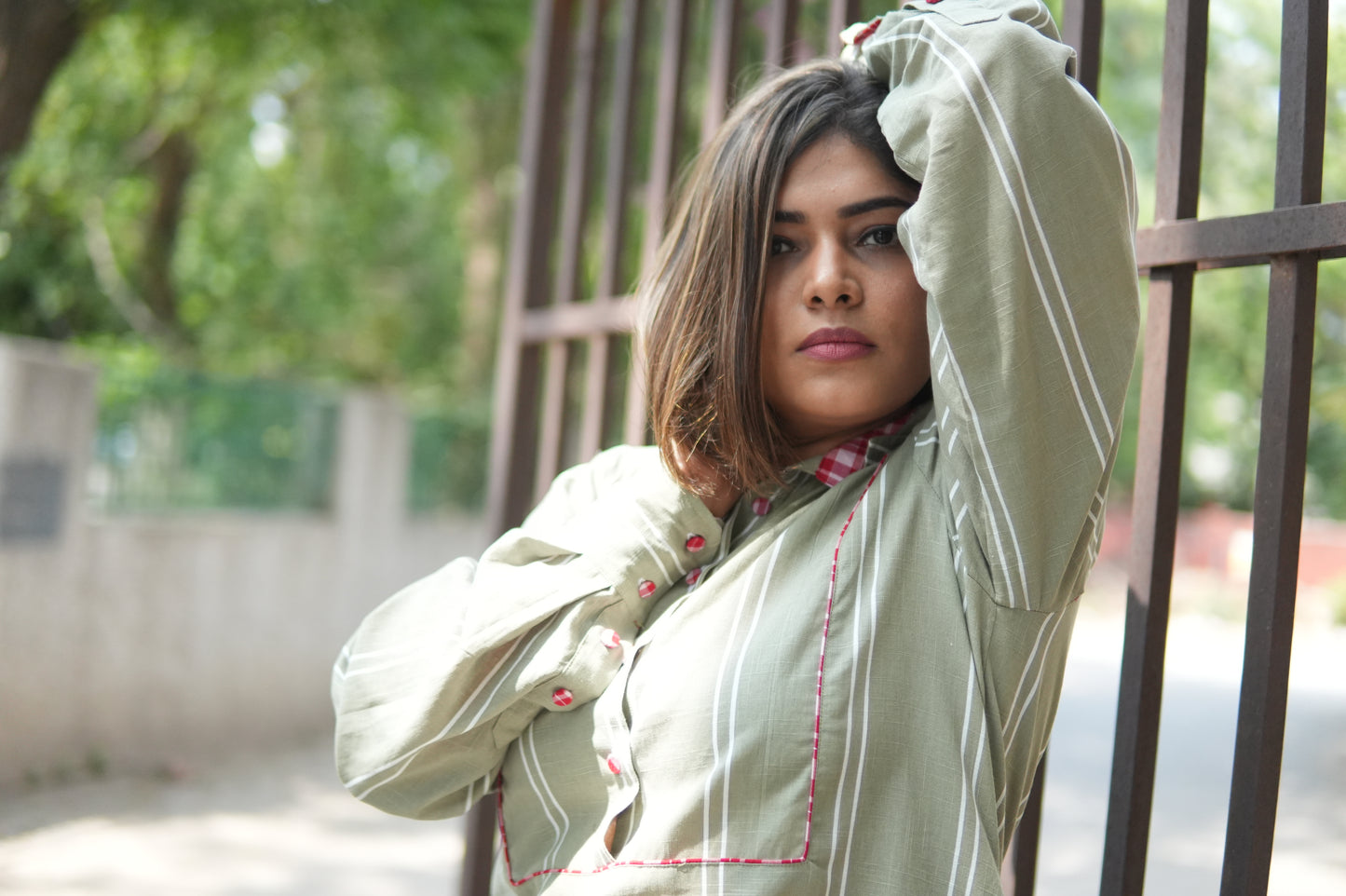 LEHAR LINEN A-LINE CLOSED GHERA LONG KURTA WITH PANTS