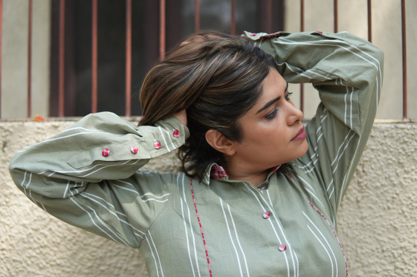 LEHAR LINEN A-LINE CLOSED GHERA LONG KURTA WITH PANTS