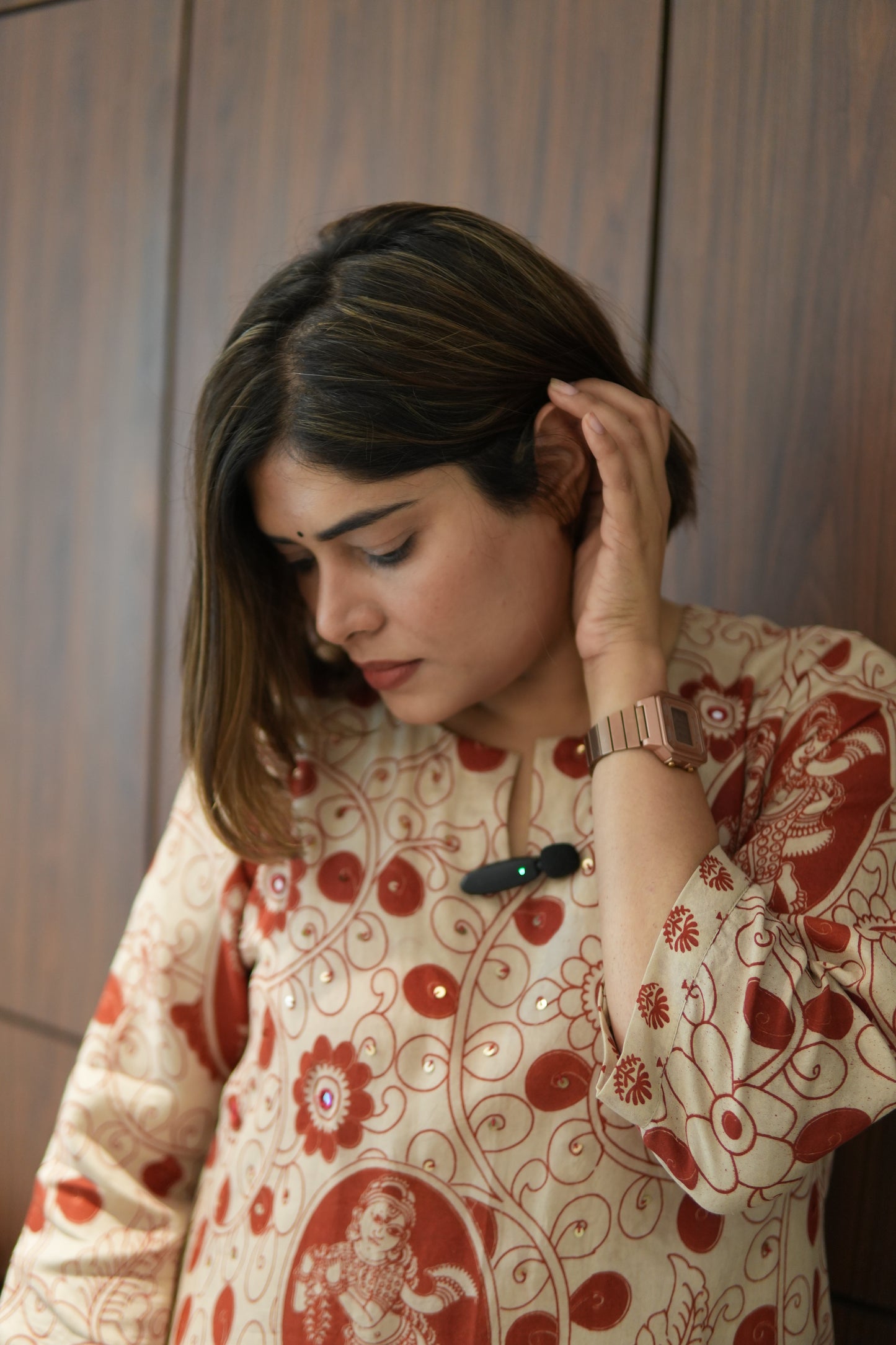 OCHRE AND IVORY KALAMKARI A-LINE KURTA AND PANTS