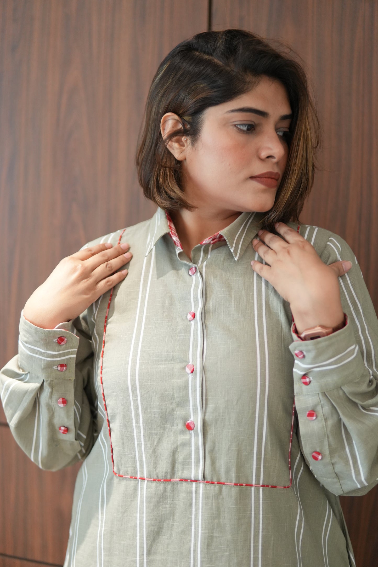 LEHAR LINEN A-LINE CLOSED GHERA LONG KURTA WITH PANTS