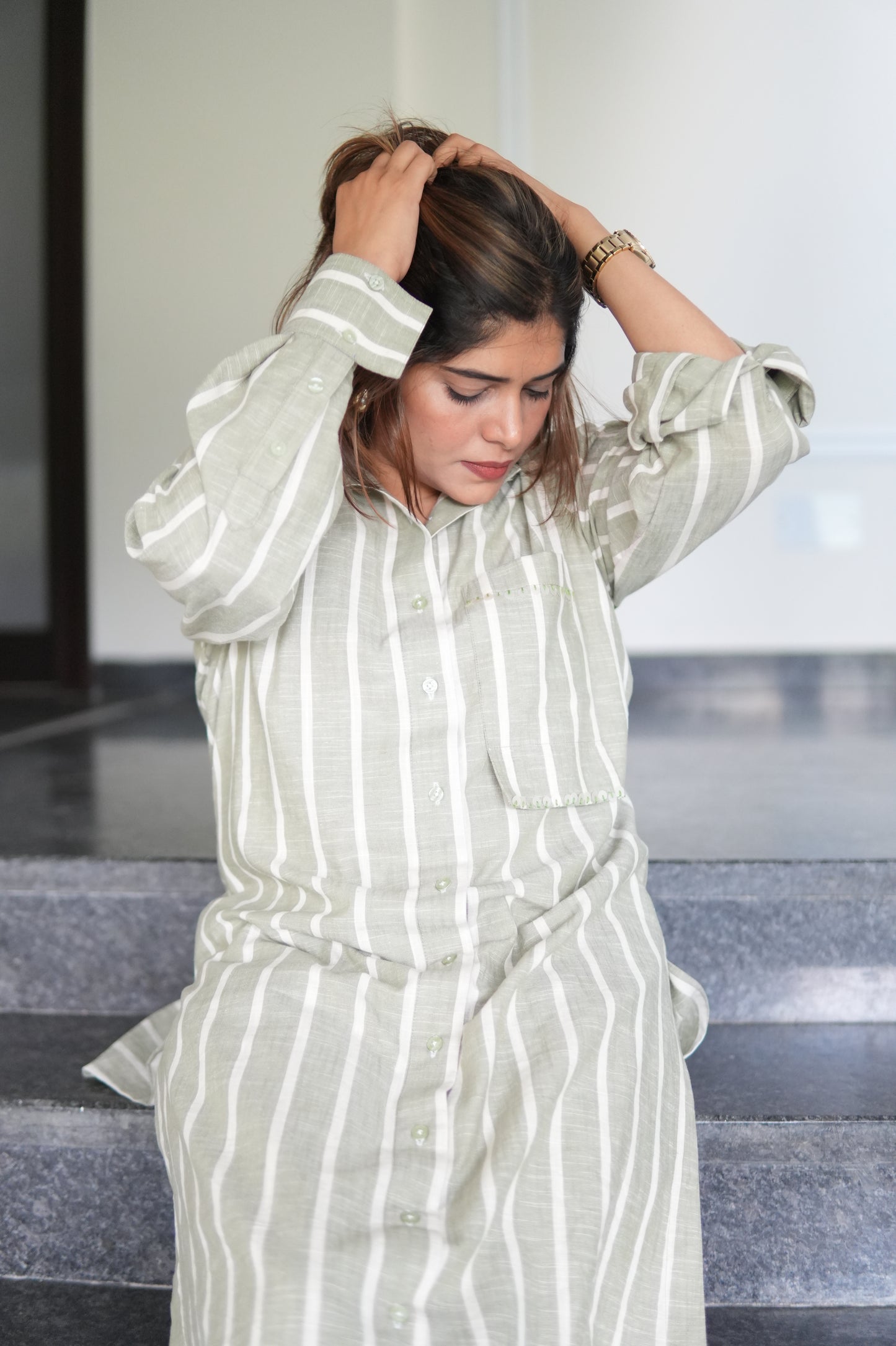 NAZM LINEN LONG SLEEVES KURTA AND PANTS