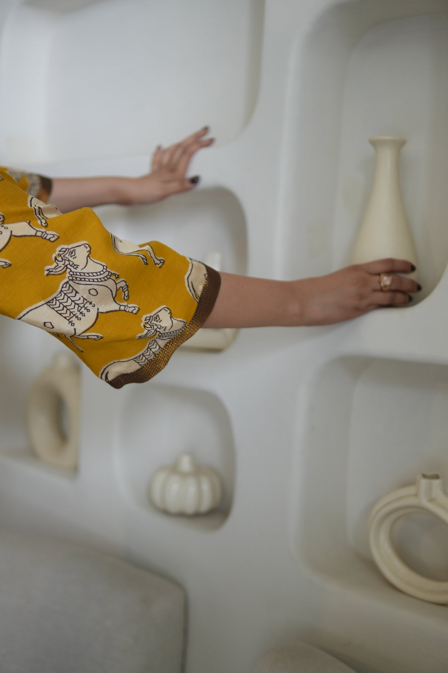 NANDI KALAMKARI COLLARED SHIRT AND PANTS WITH HAND EMBROIDERY