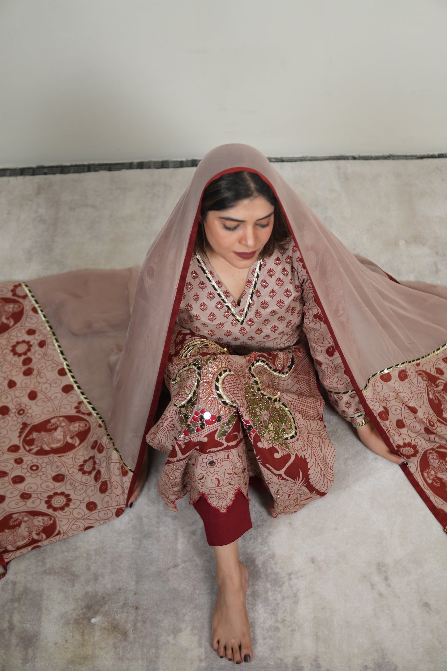 GULKAND NAYIKA KALAMKARI EMBROIDERED KURTA SET