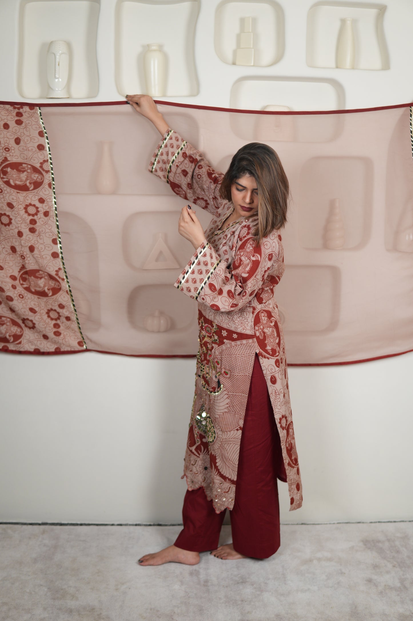 GULKAND NAYIKA KALAMKARI EMBROIDERED KURTA SET