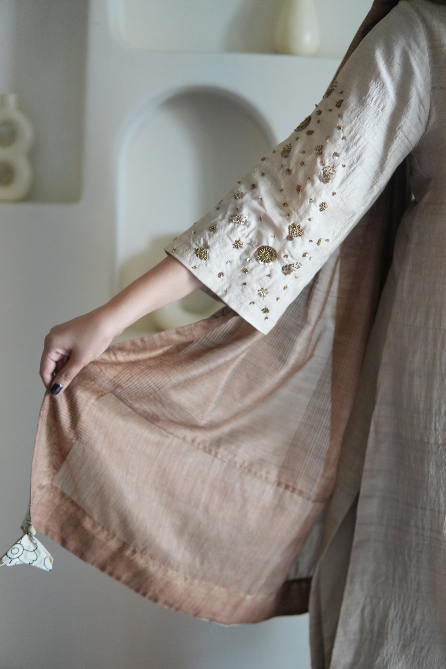KHAAS GUL RAW SILK TUNIC AND PANTS WITH DUPATTA