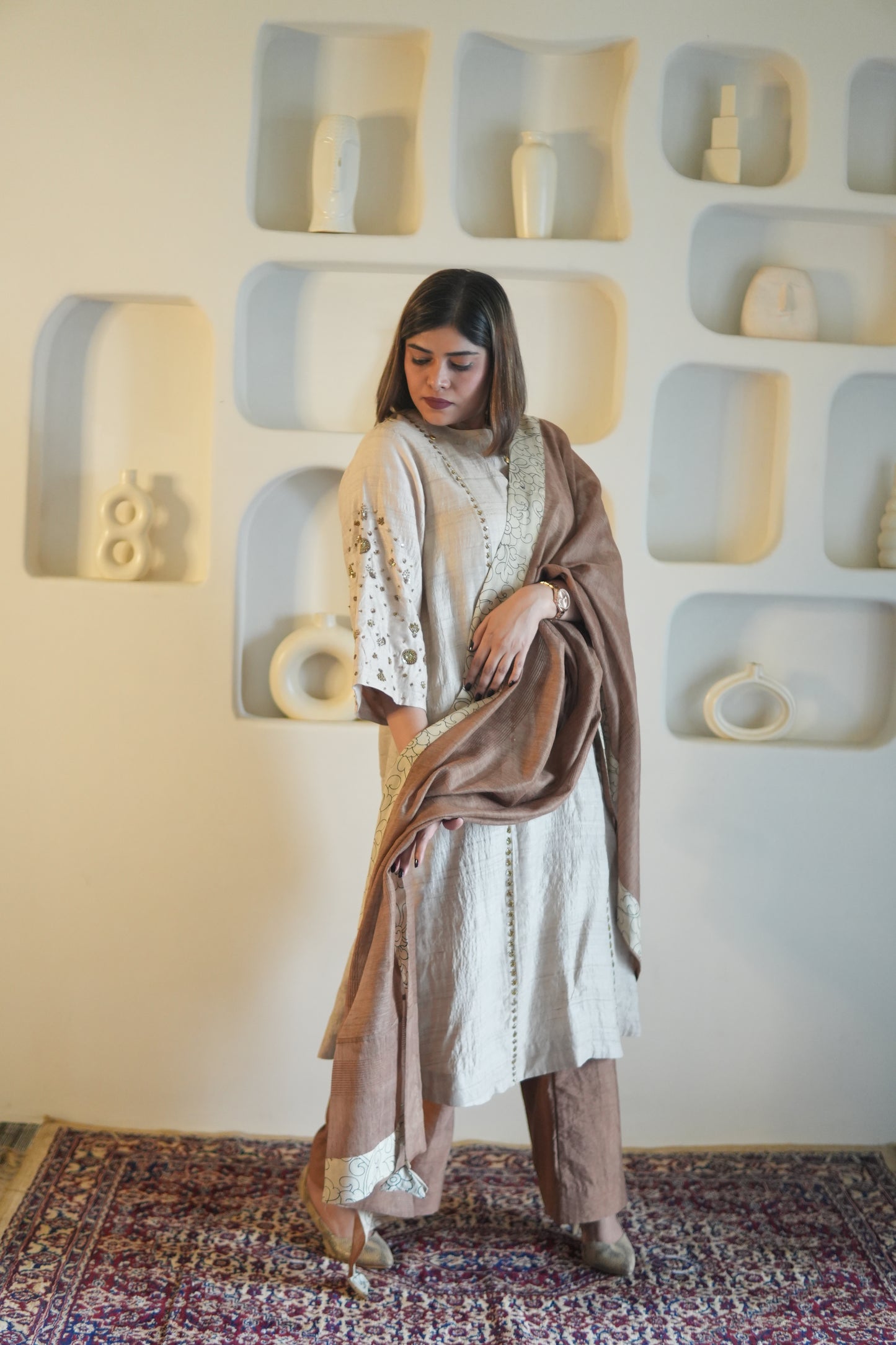 KHAAS GUL RAW SILK TUNIC AND PANTS WITH DUPATTA