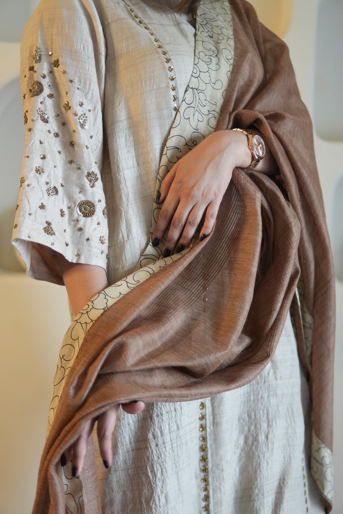 KHAAS GUL RAW SILK TUNIC AND PANTS WITH DUPATTA
