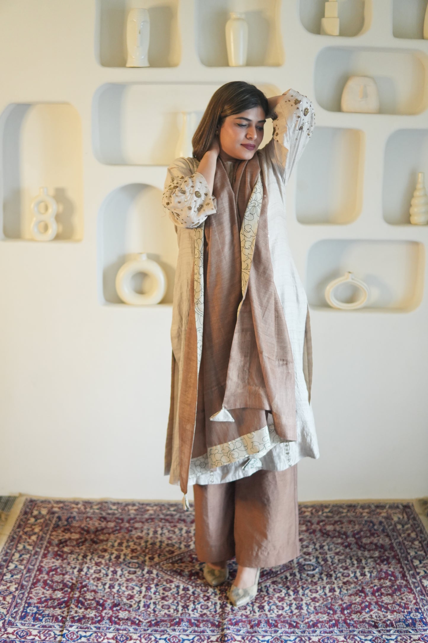 KHAAS GUL RAW SILK TUNIC AND PANTS WITH DUPATTA