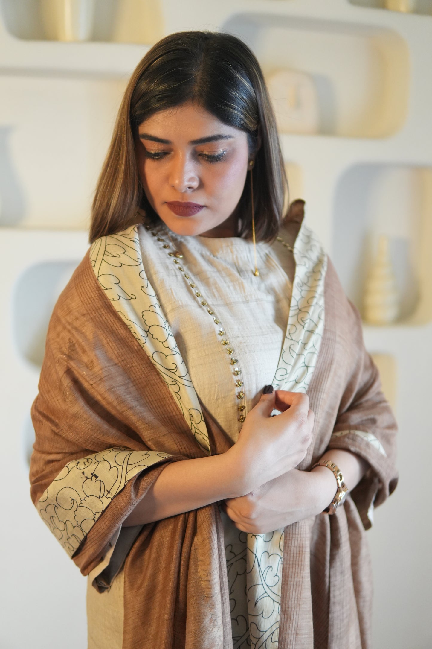 KHAAS GUL RAW SILK TUNIC AND PANTS WITH DUPATTA
