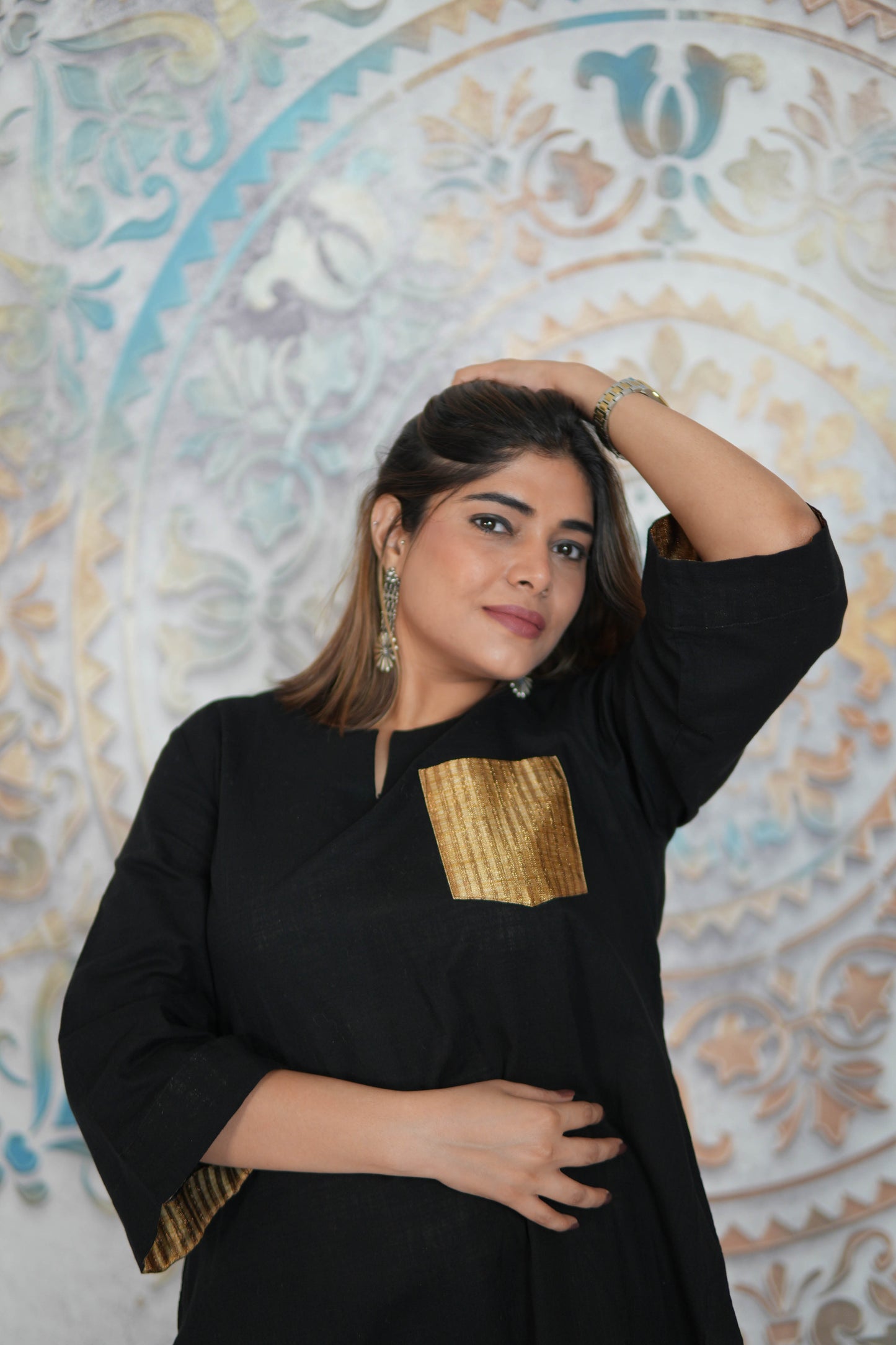 RAATKALI SLUB COTTON SHORT KURTA WITH PANTS