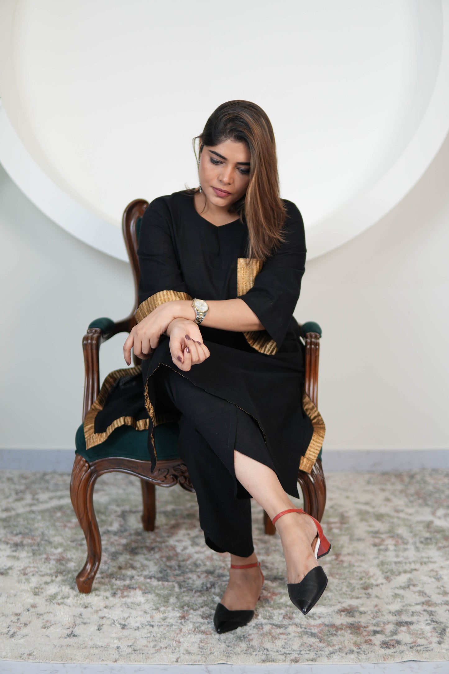 RAATKALI SLUB COTTON SHORT KURTA WITH PANTS