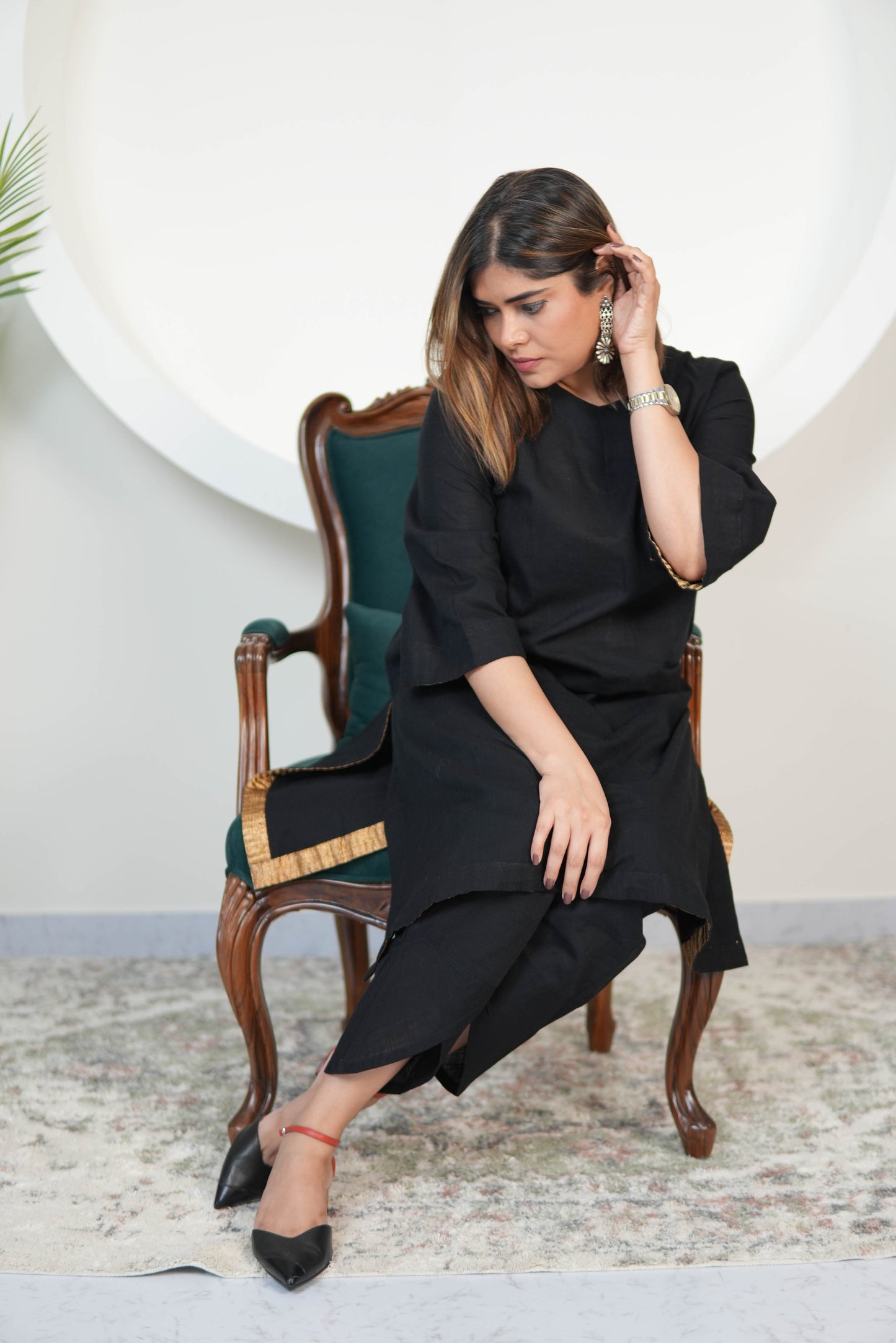 RAATKALI SLUB COTTON SHORT KURTA WITH PANTS