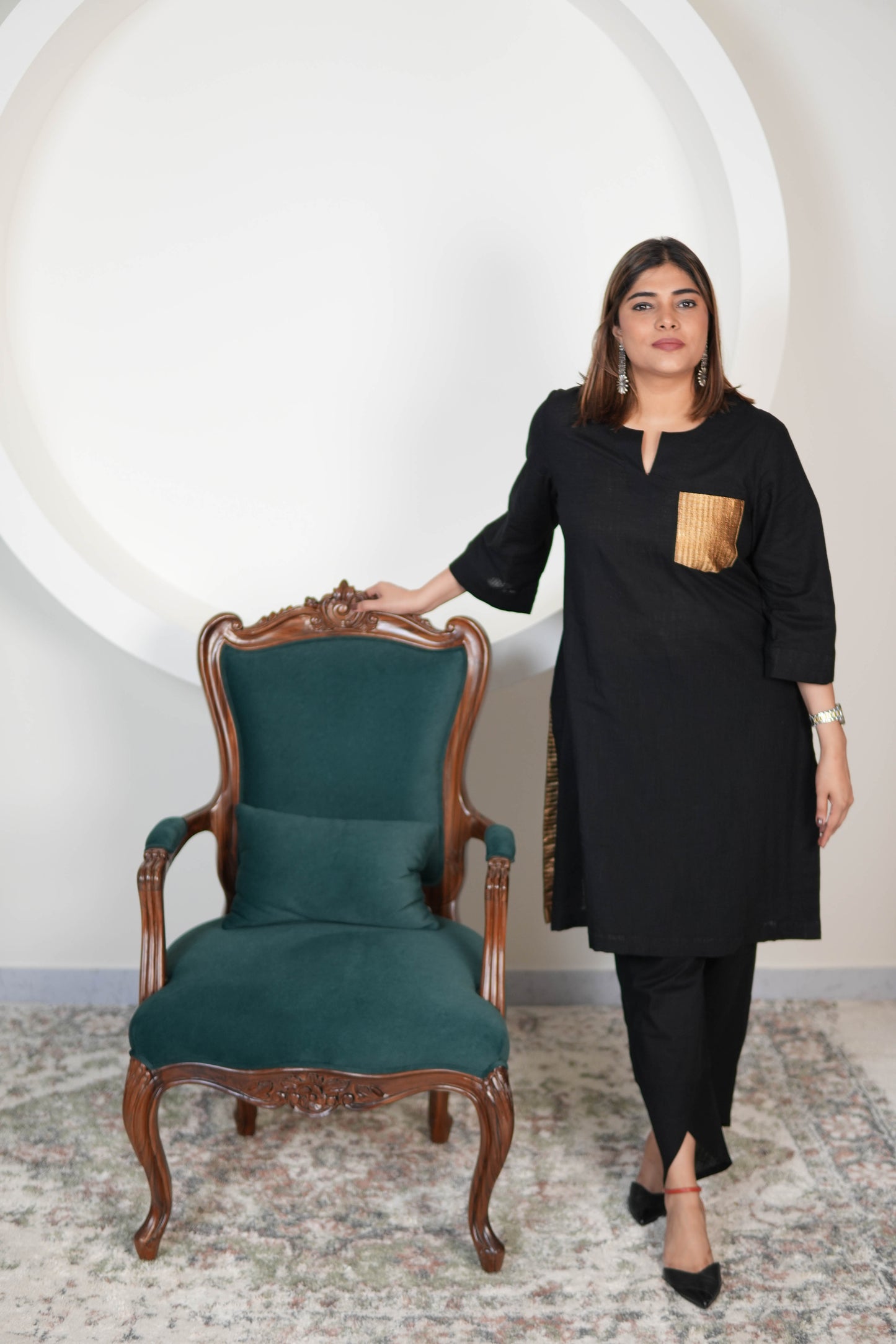 RAATKALI SLUB COTTON SHORT KURTA WITH PANTS