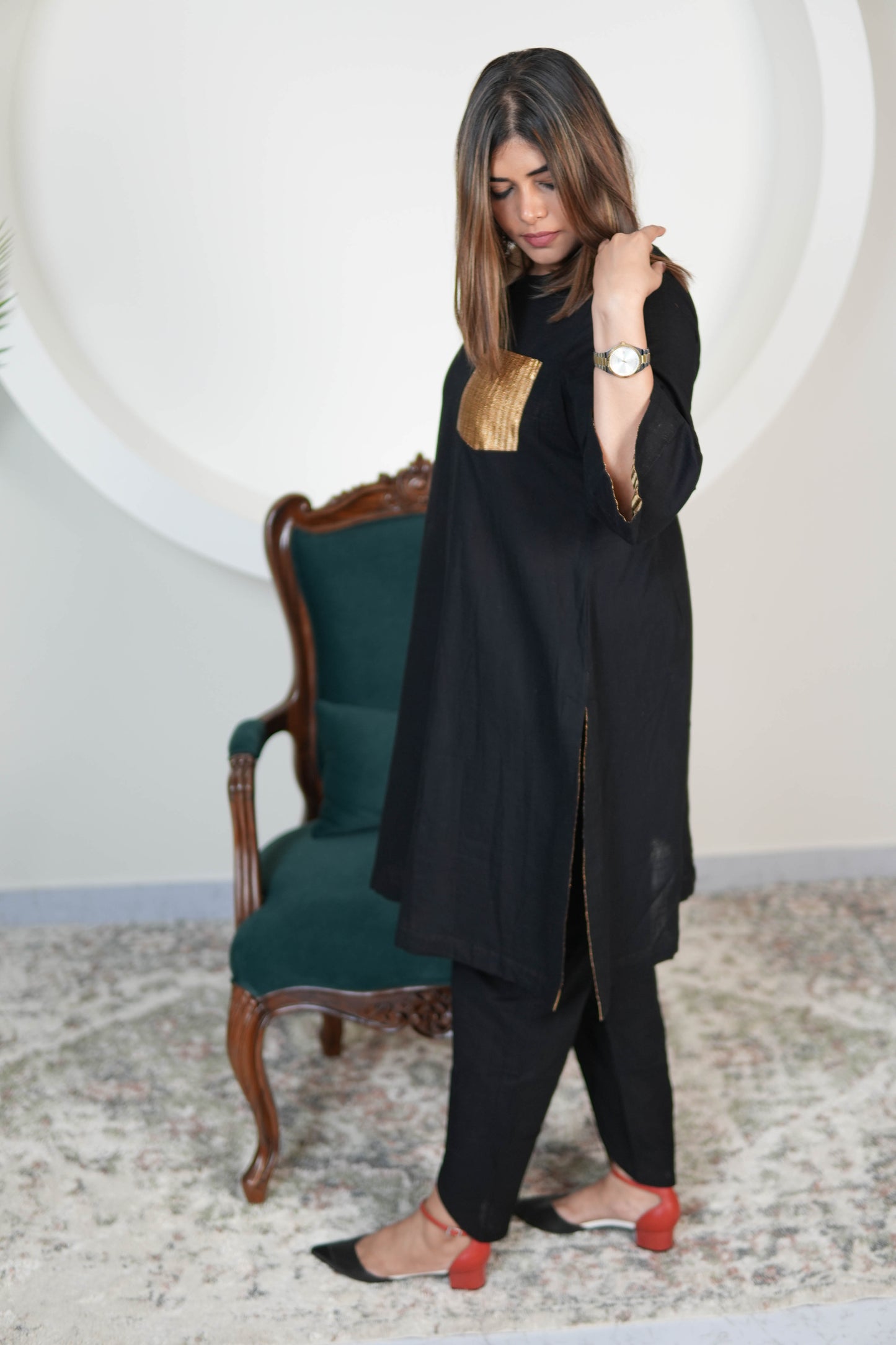 RAATKALI SLUB COTTON SHORT KURTA WITH PANTS