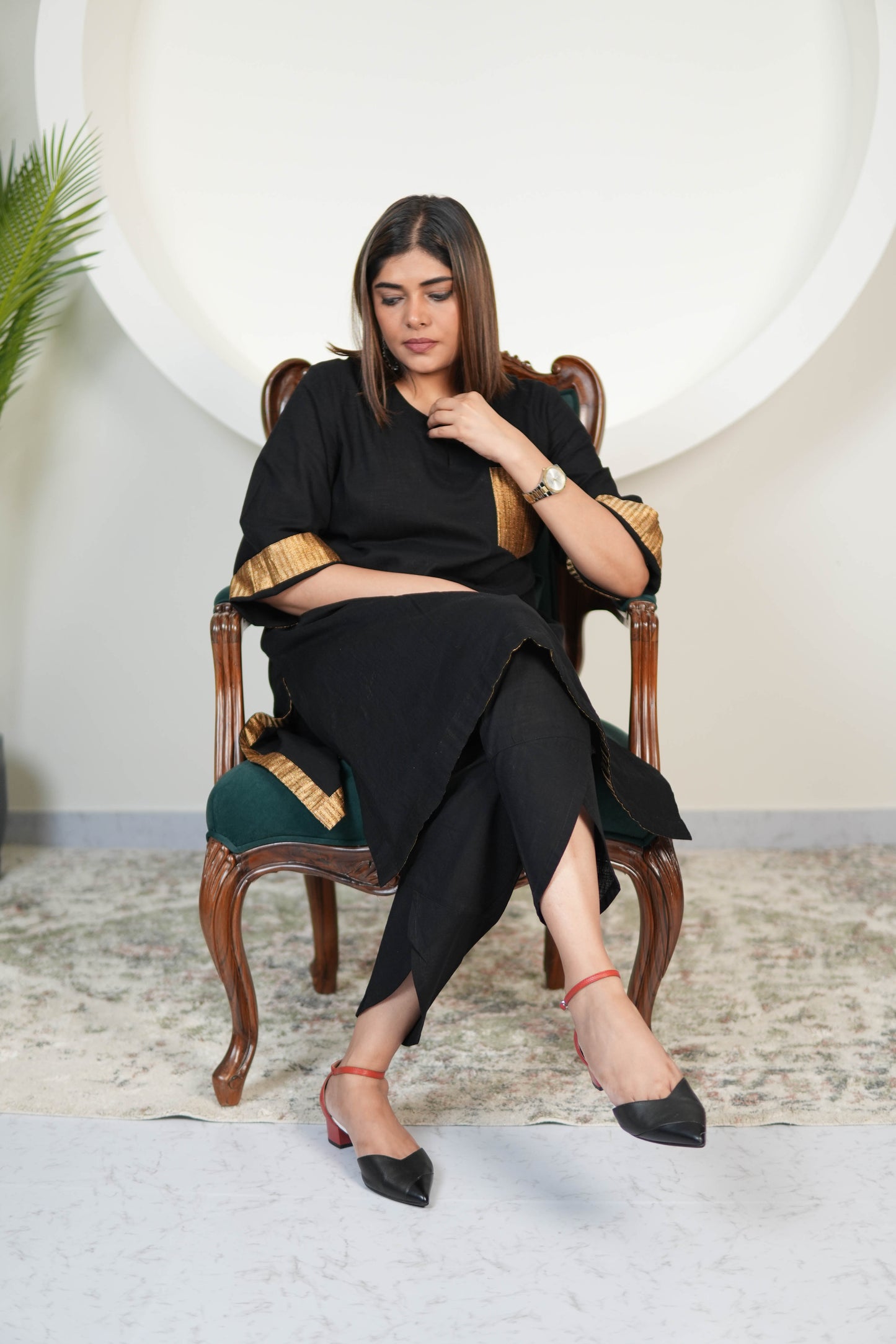 RAATKALI SLUB COTTON SHORT KURTA WITH PANTS