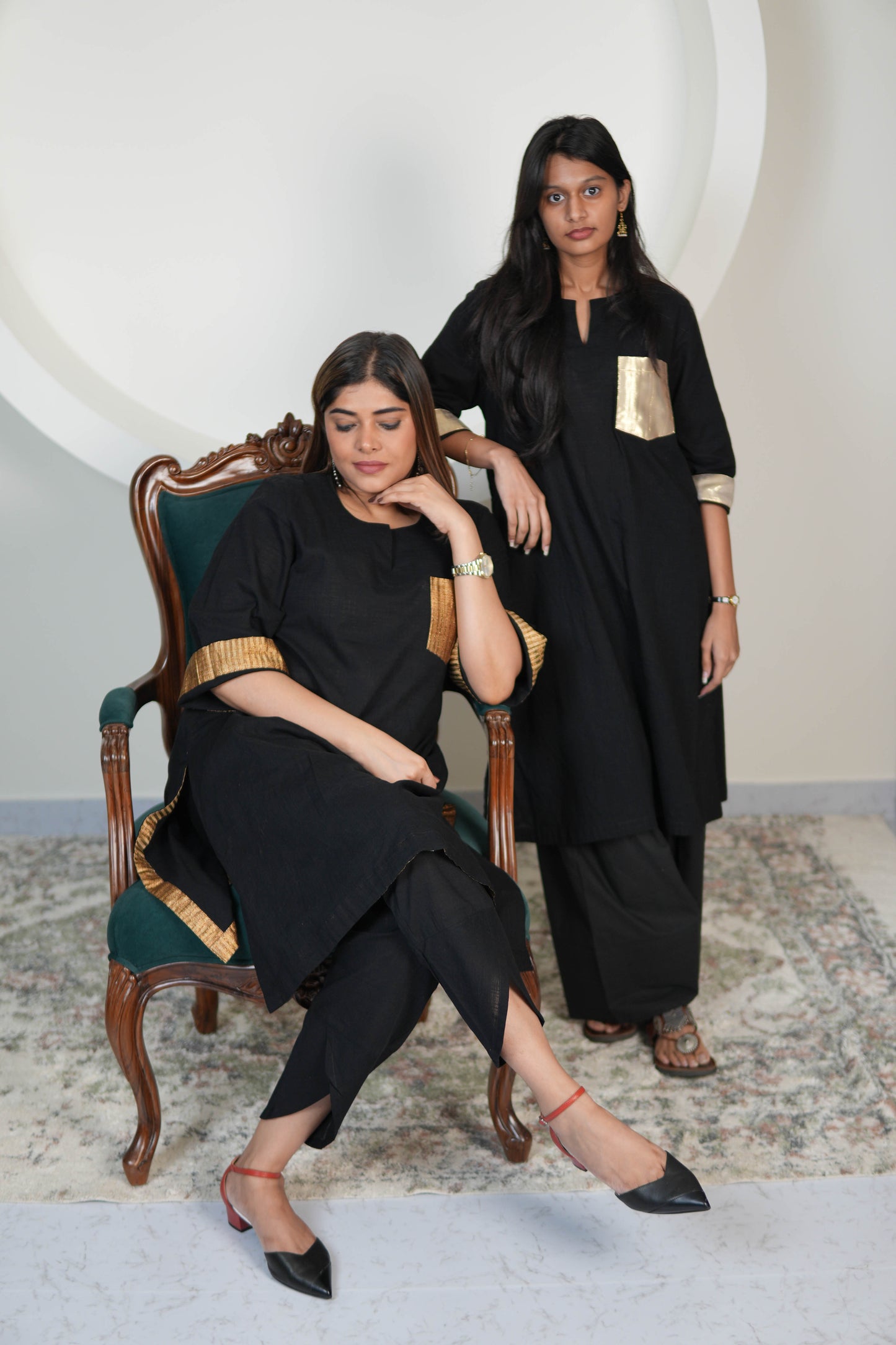 RAATKALI SLUB COTTON SHORT KURTA WITH PANTS
