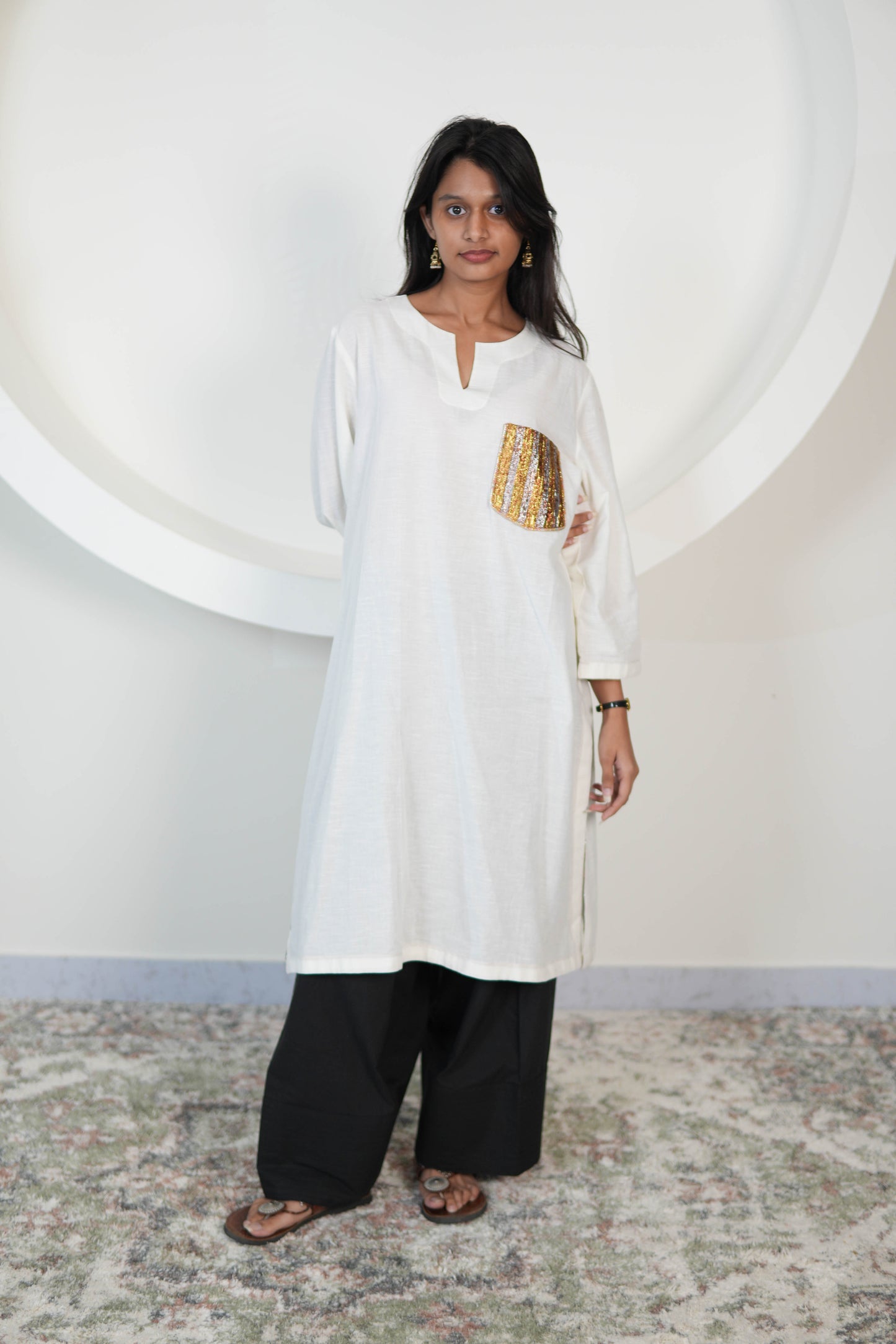SAFAID SLUB COTTON KURTA AND PANTS