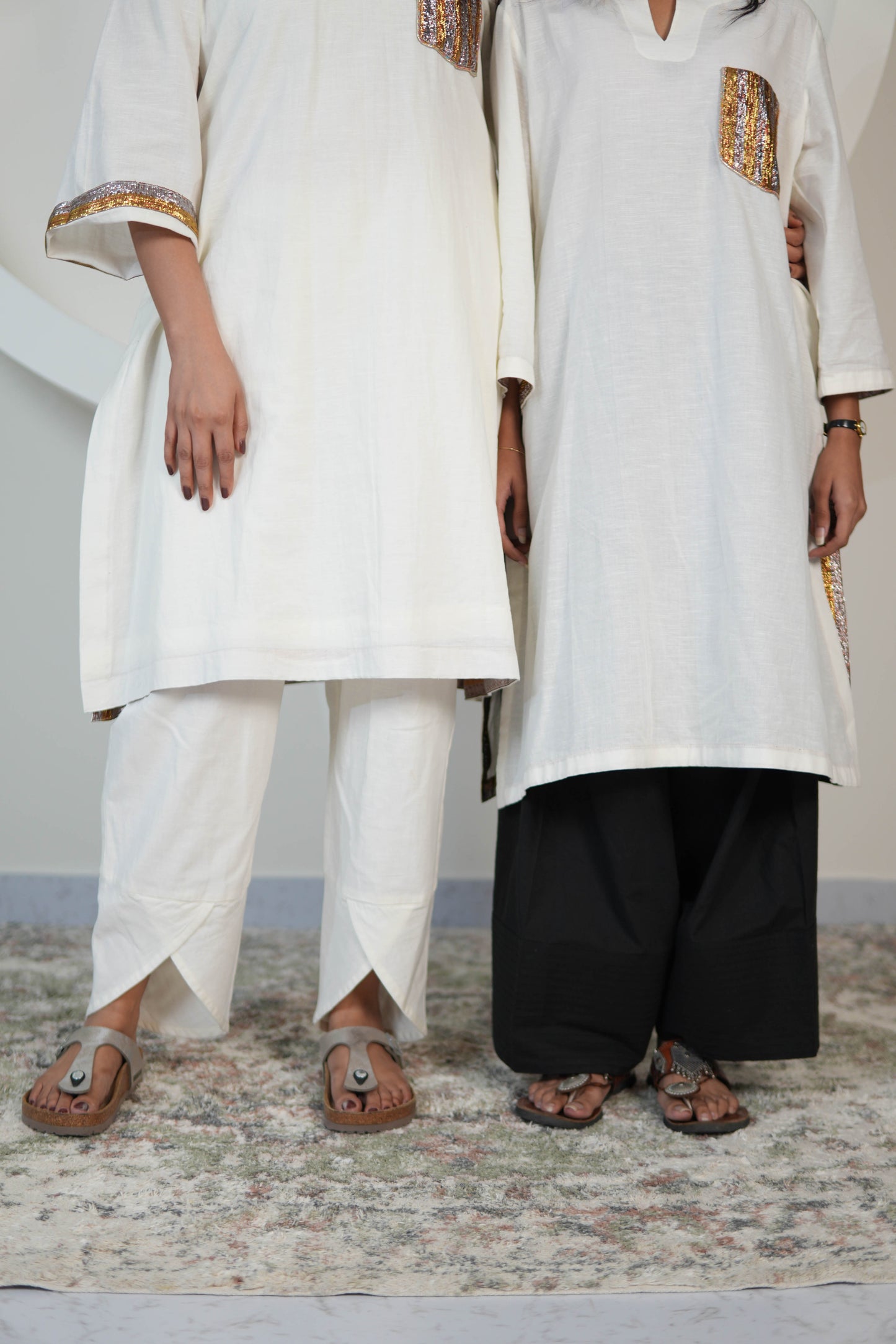 SAFAID SLUB COTTON KURTA AND PANTS