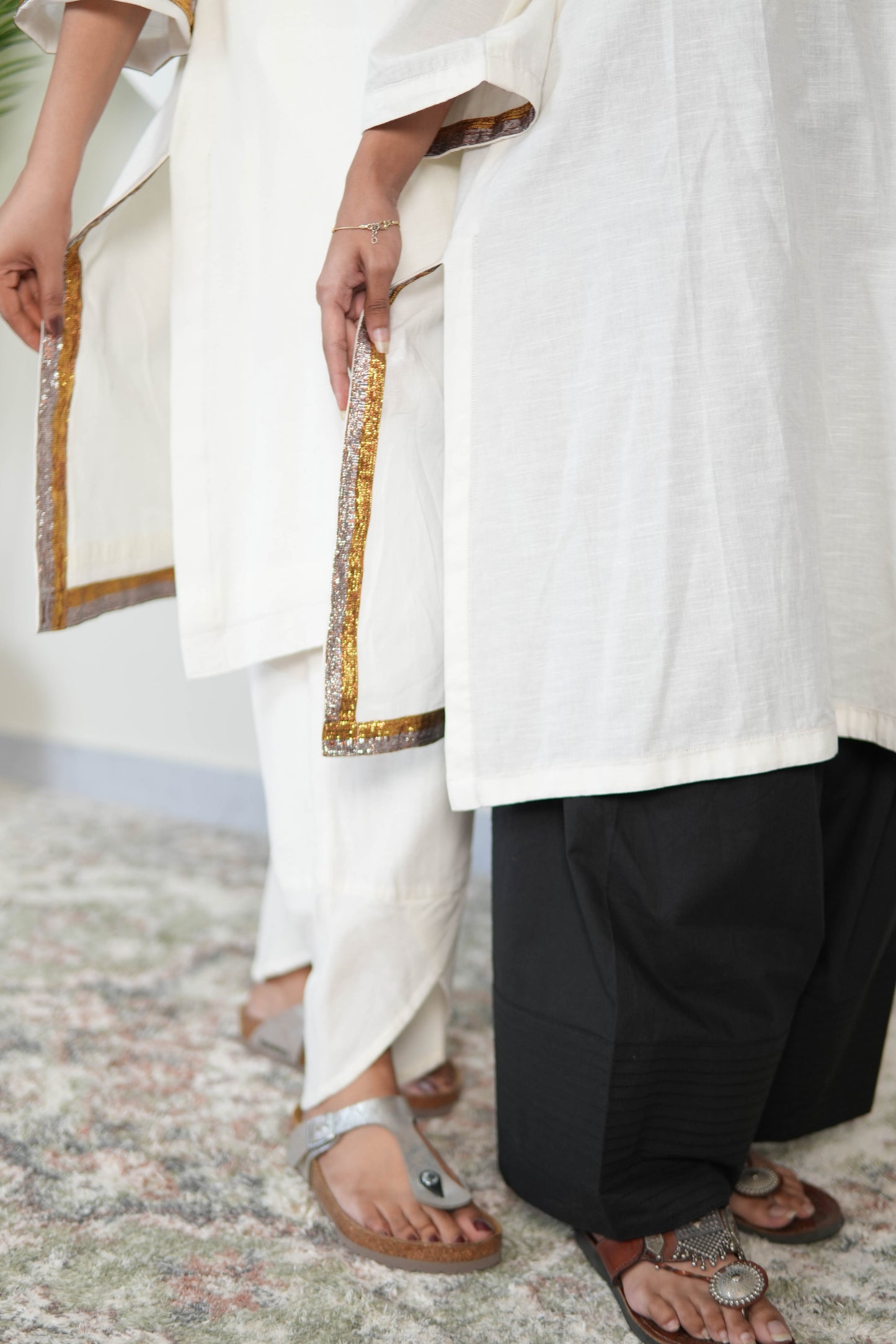 SAFAID SLUB COTTON KURTA AND PANTS