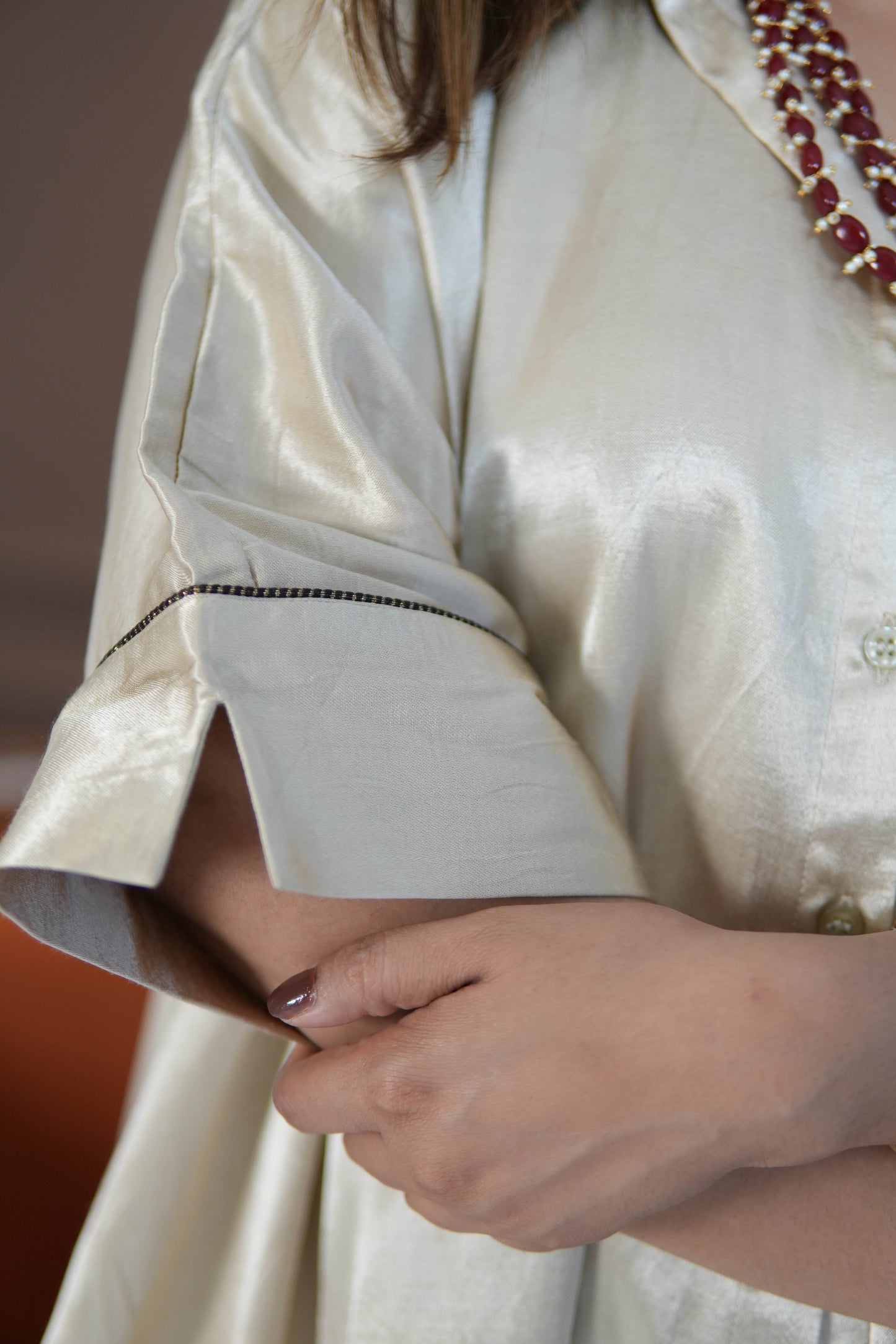 SITARA IVORY MASHRU SHIRT AND PANTS SET