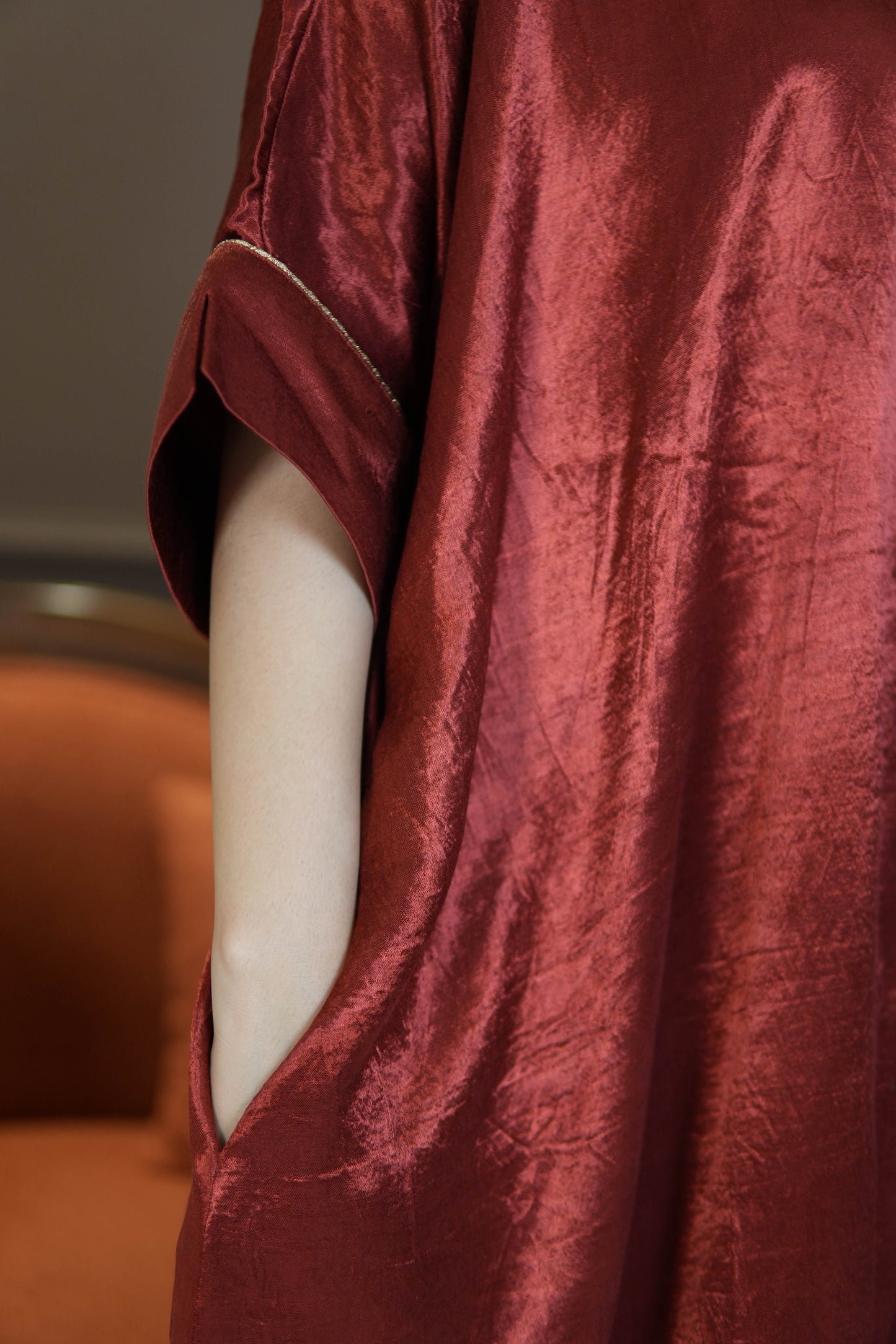 SUURKH RED MASHRU SHIRT AND PANTS SET