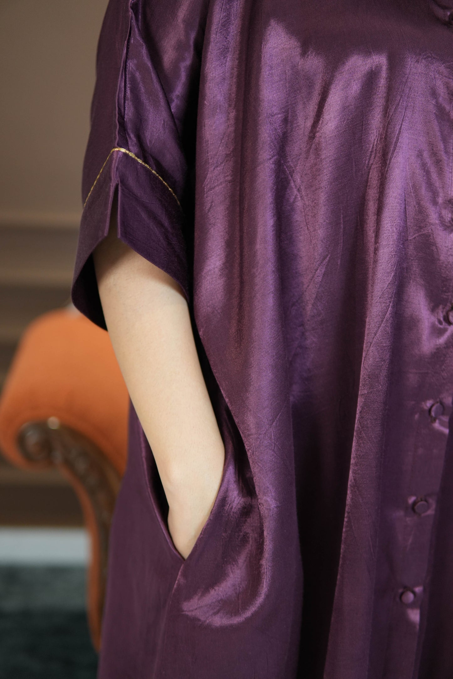 SHAFAQ PURPLE MASHRU SHIRT AND PANTS SET