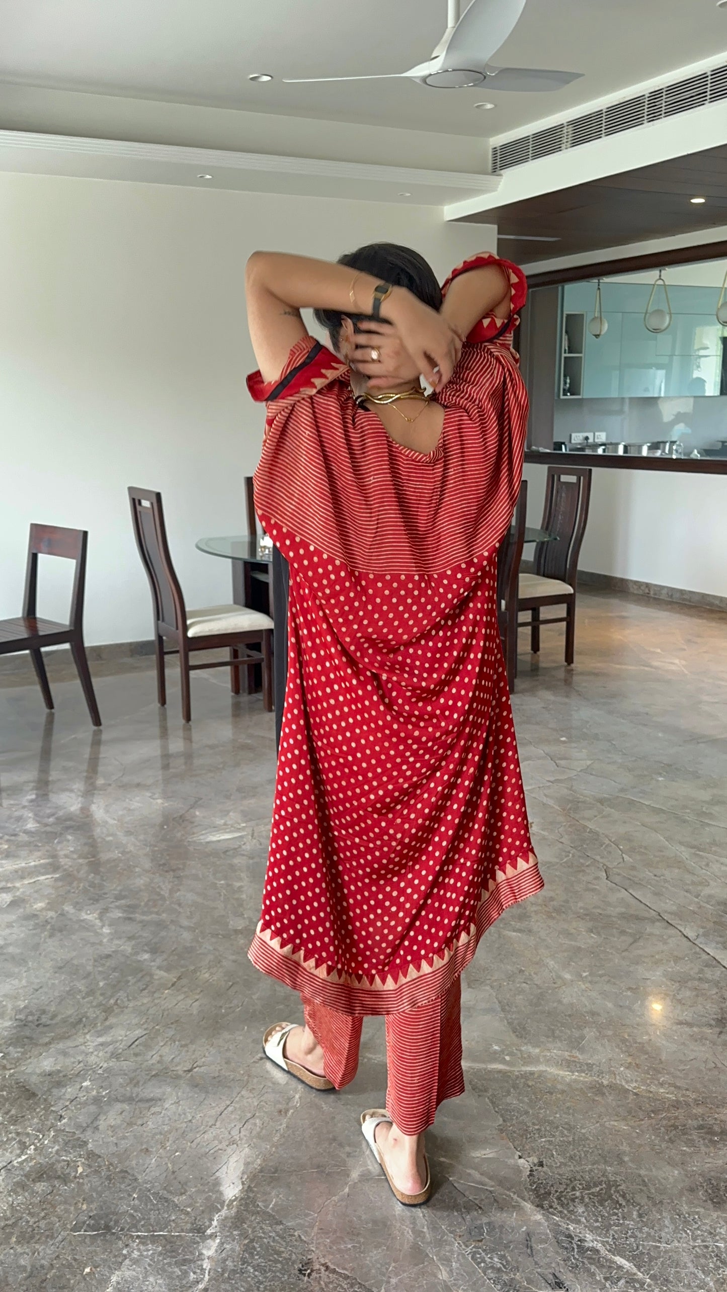 VERMILLION RED MODAL SILK KAFTAN