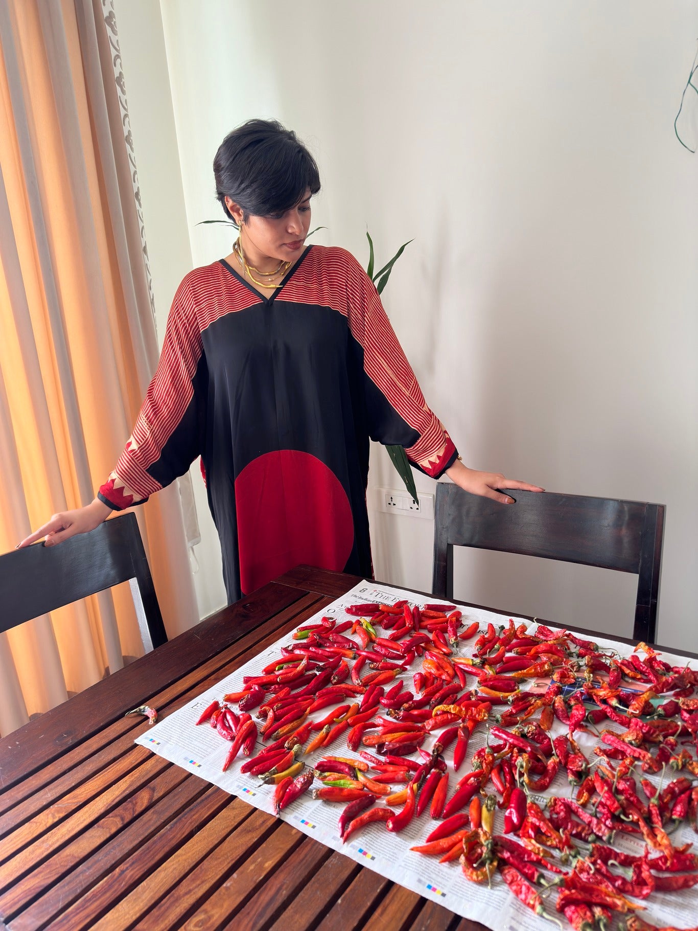VERMILLION RED MODAL SILK KAFTAN