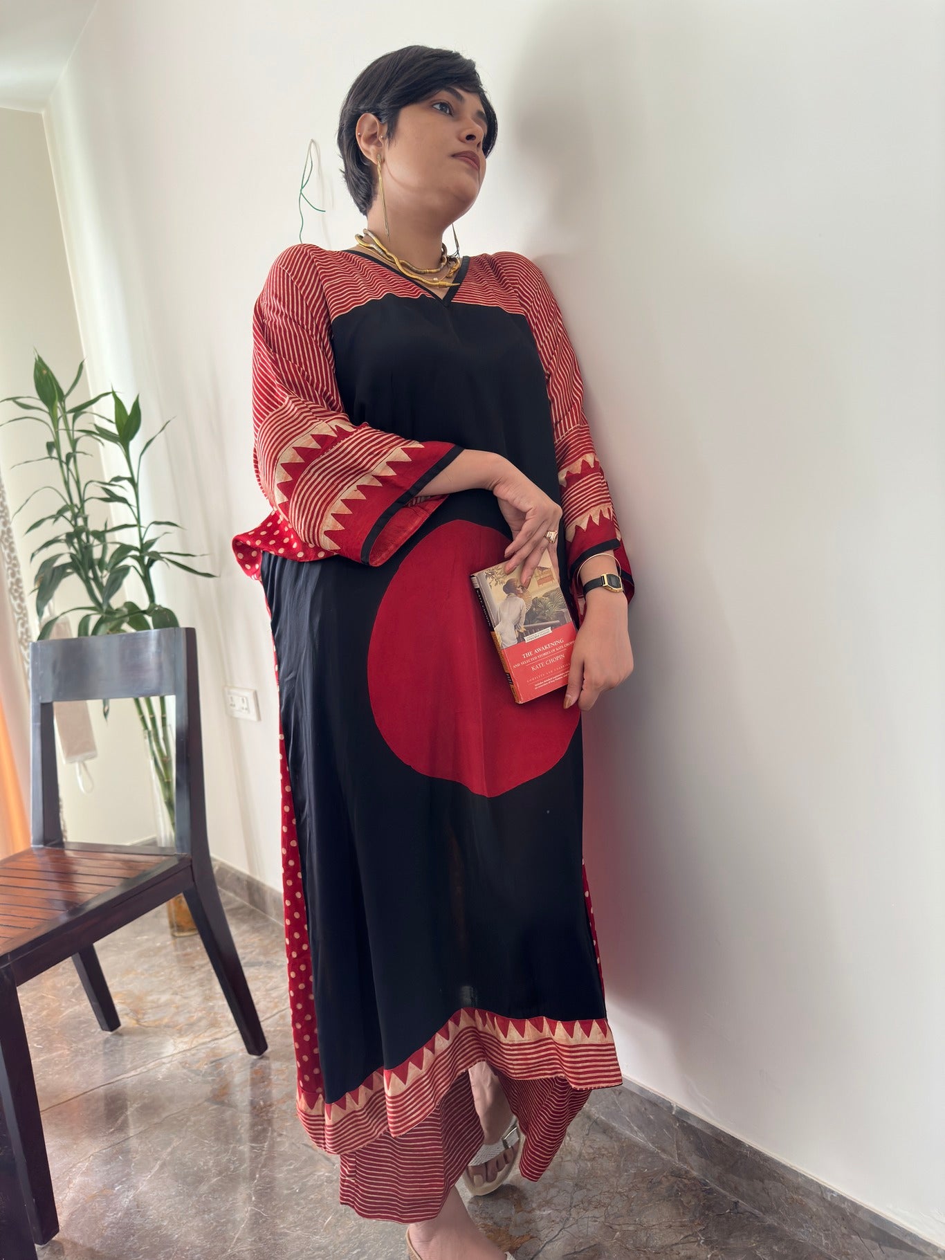 VERMILLION RED MODAL SILK KAFTAN