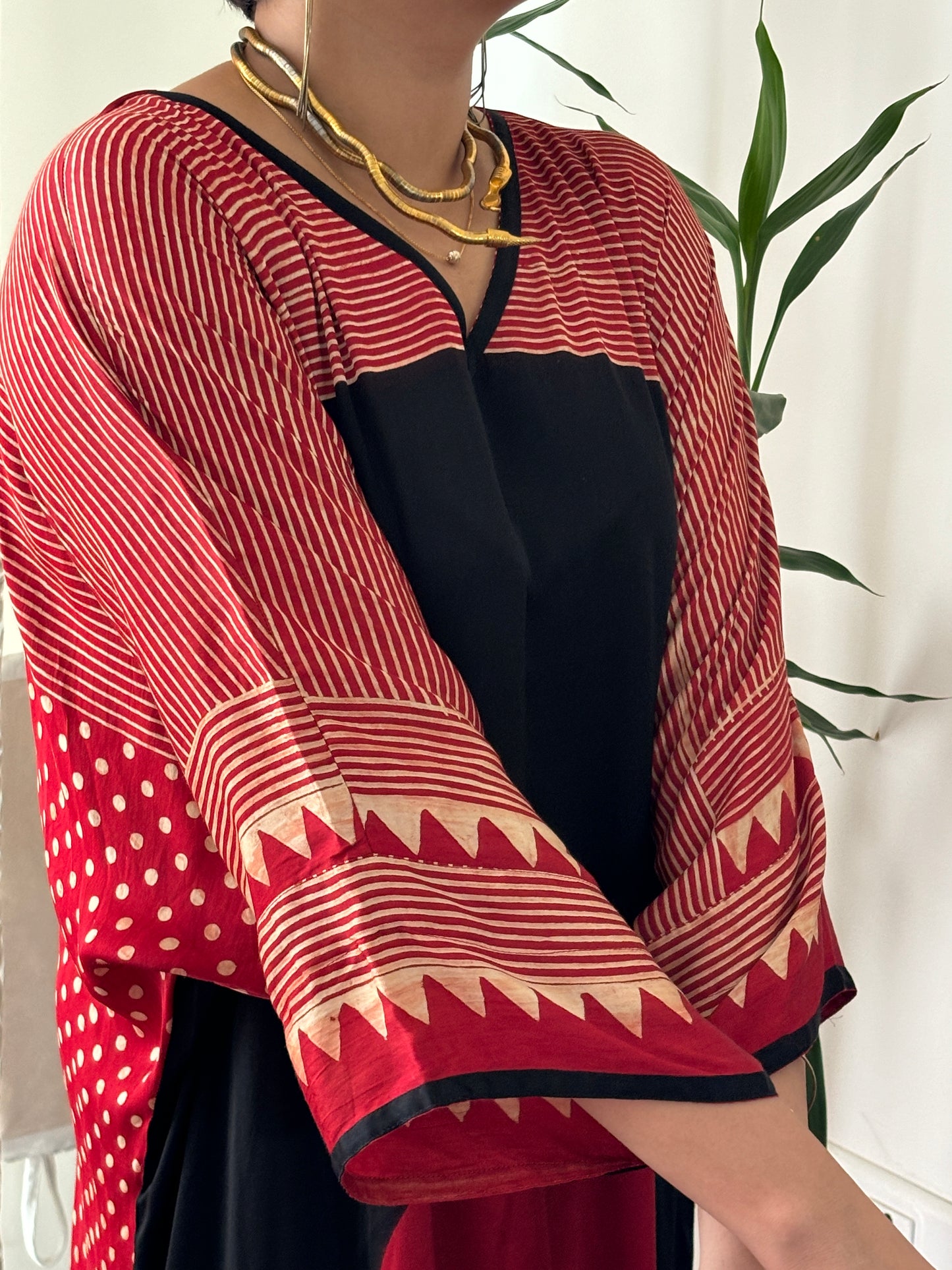 VERMILLION RED MODAL SILK KAFTAN