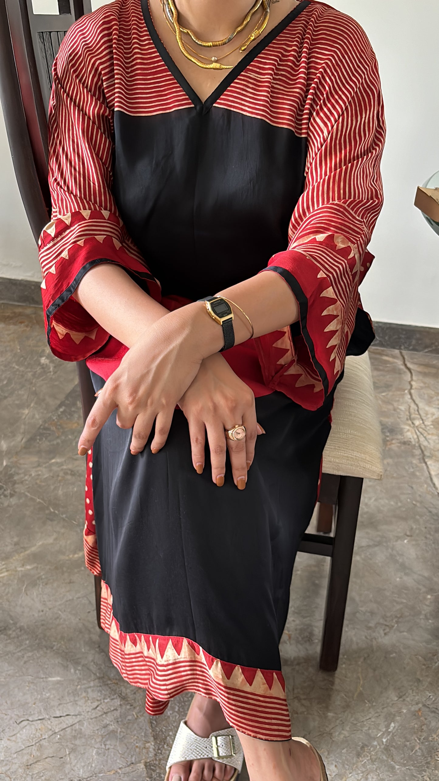 VERMILLION RED MODAL SILK KAFTAN