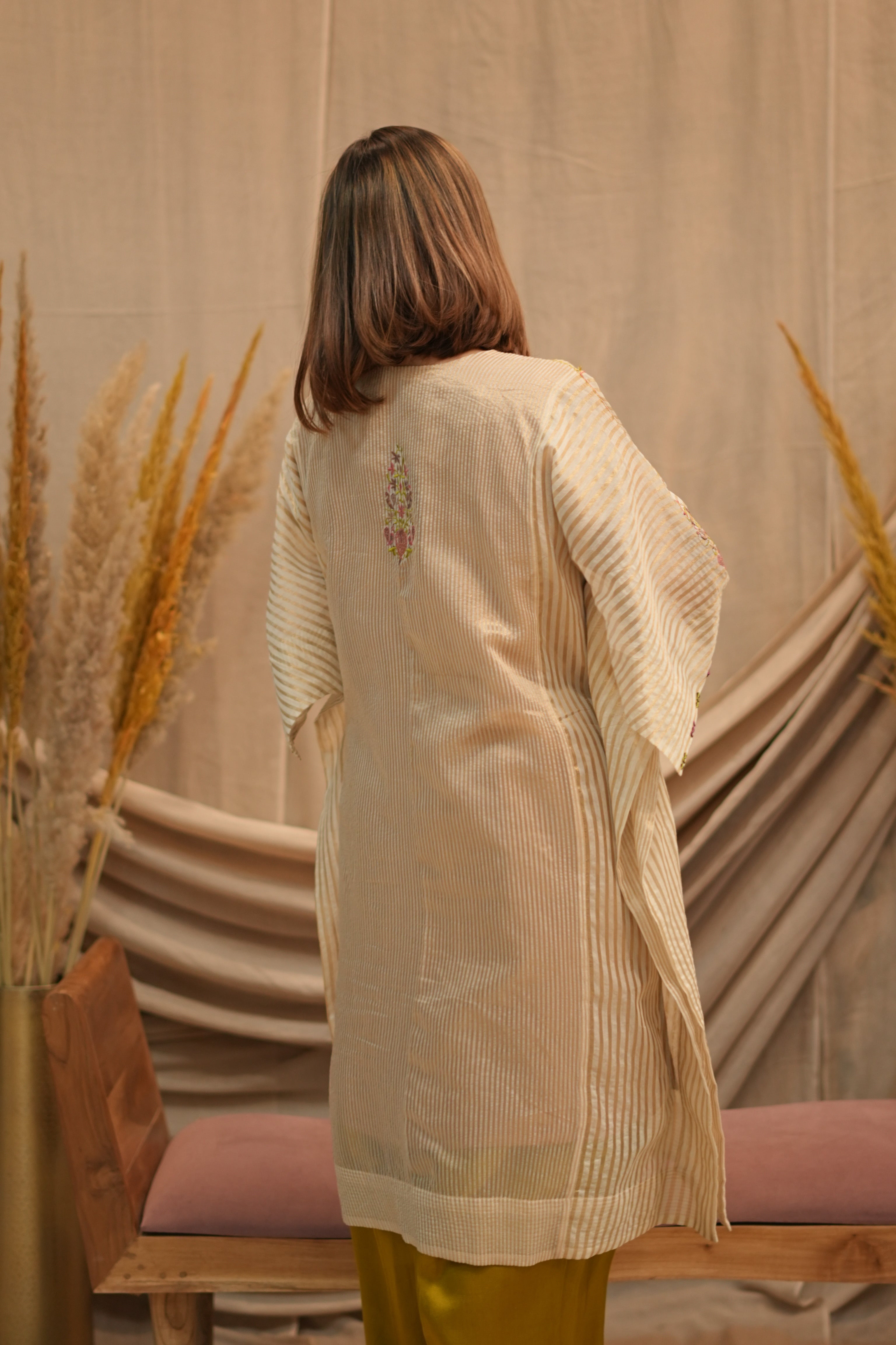 Noor-e-Paisley Chanderi Silk Kaftan Set for Women