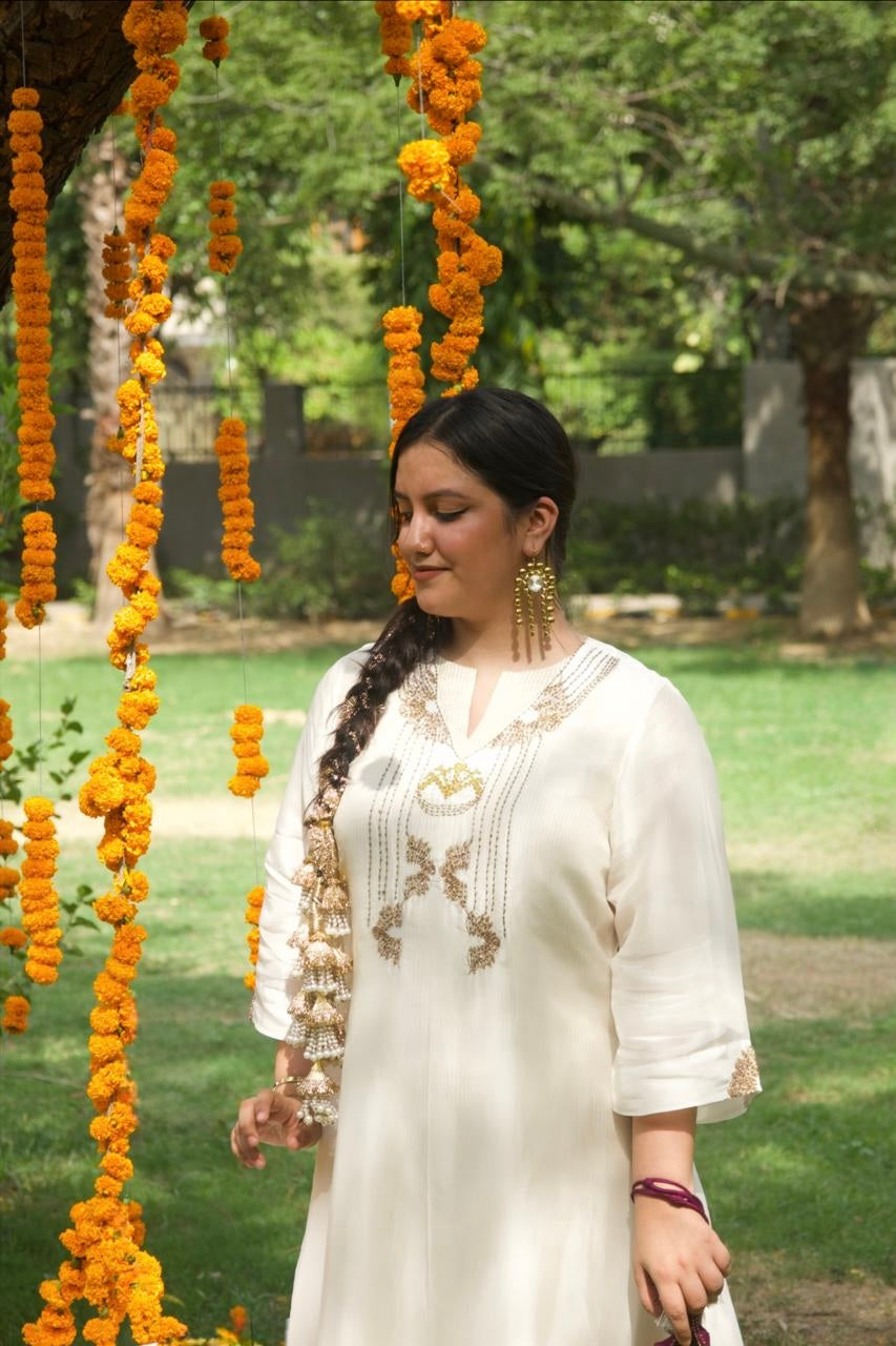 Vrinda Mehfil Stripped Tissue Kurta nand Pants with Overlay Kurta - Indian Summer