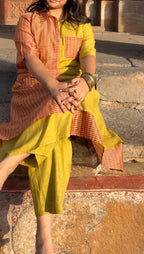 PEELI DHOOP CHANDERI DUAL TONED SHIRT KURTA WITH PANTS