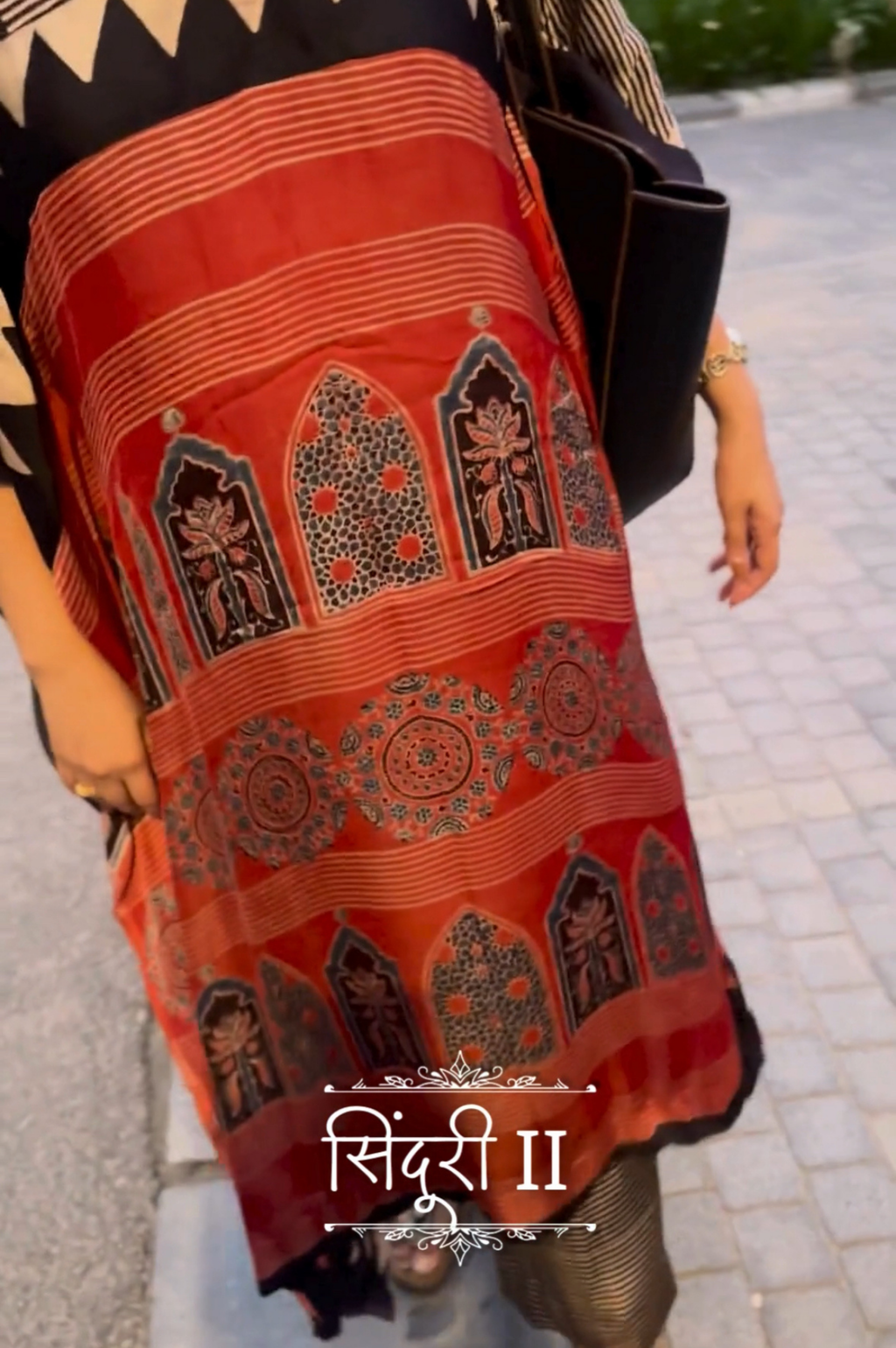 Sinduri II Ajrakh Modal Silk Kaftan Set for Women