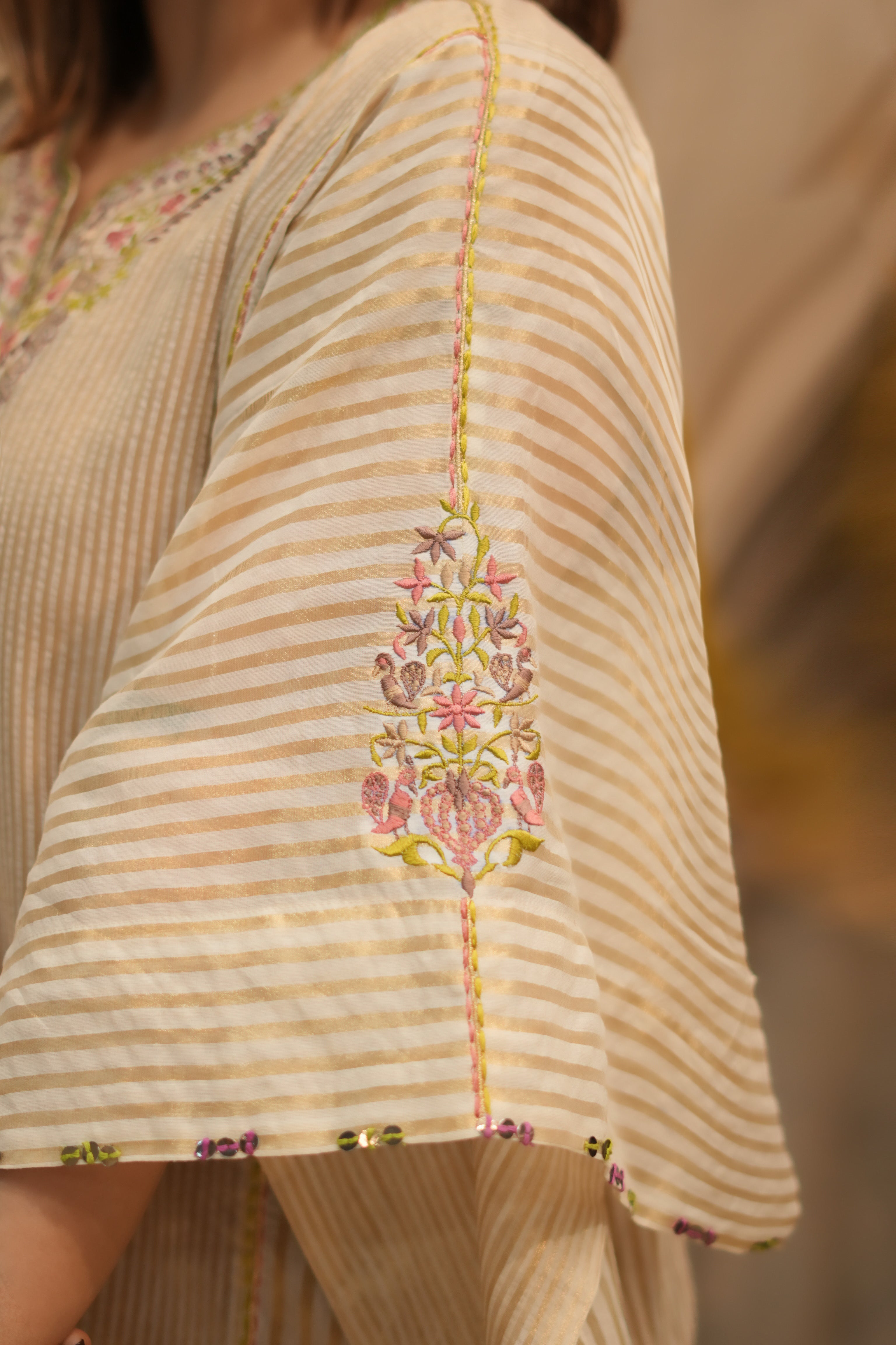 Noor-e-Paisley Chanderi Silk Kaftan Set for Women