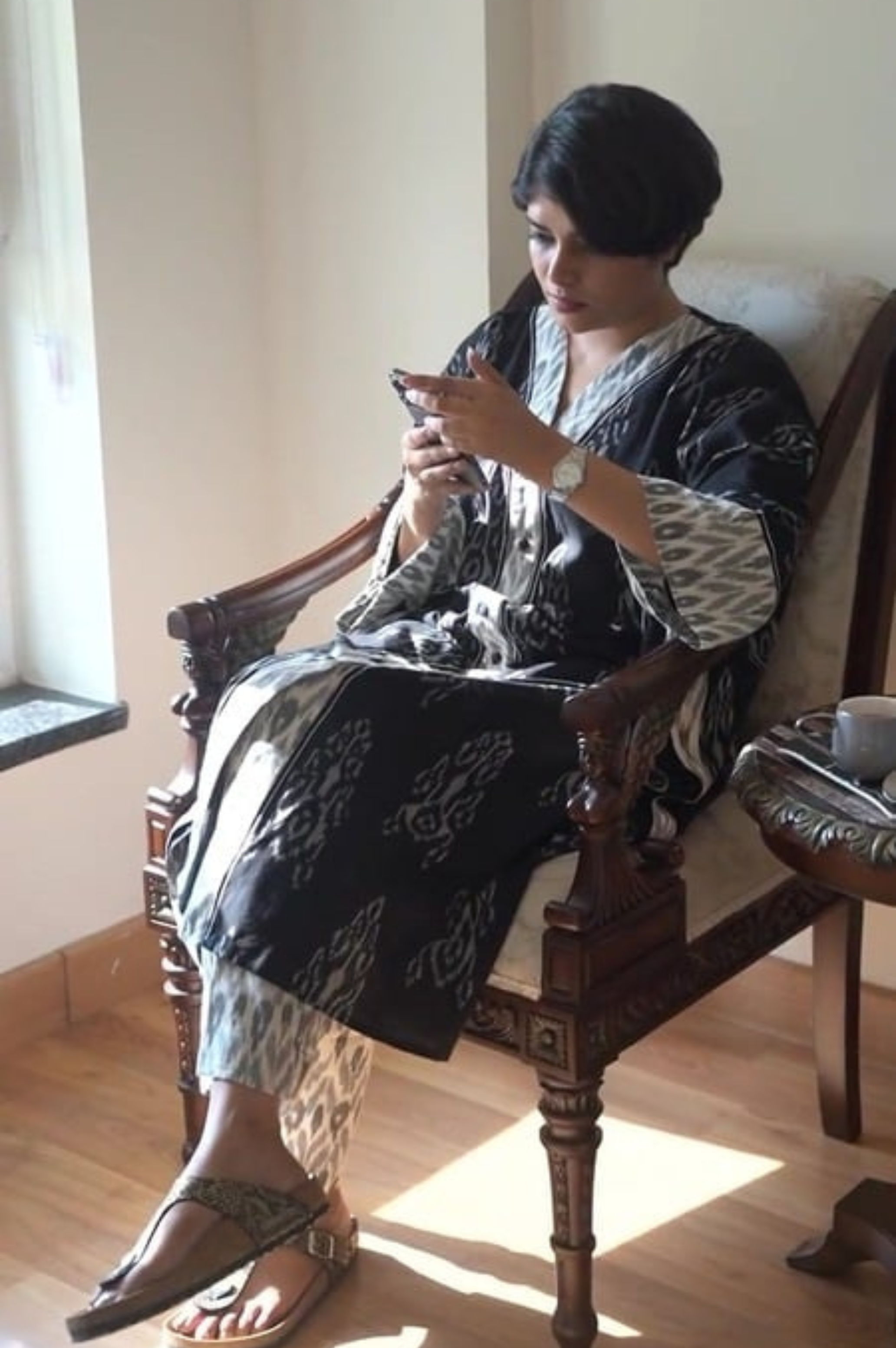 Pancchi Ikkat Kaftan Set with Pants for Women