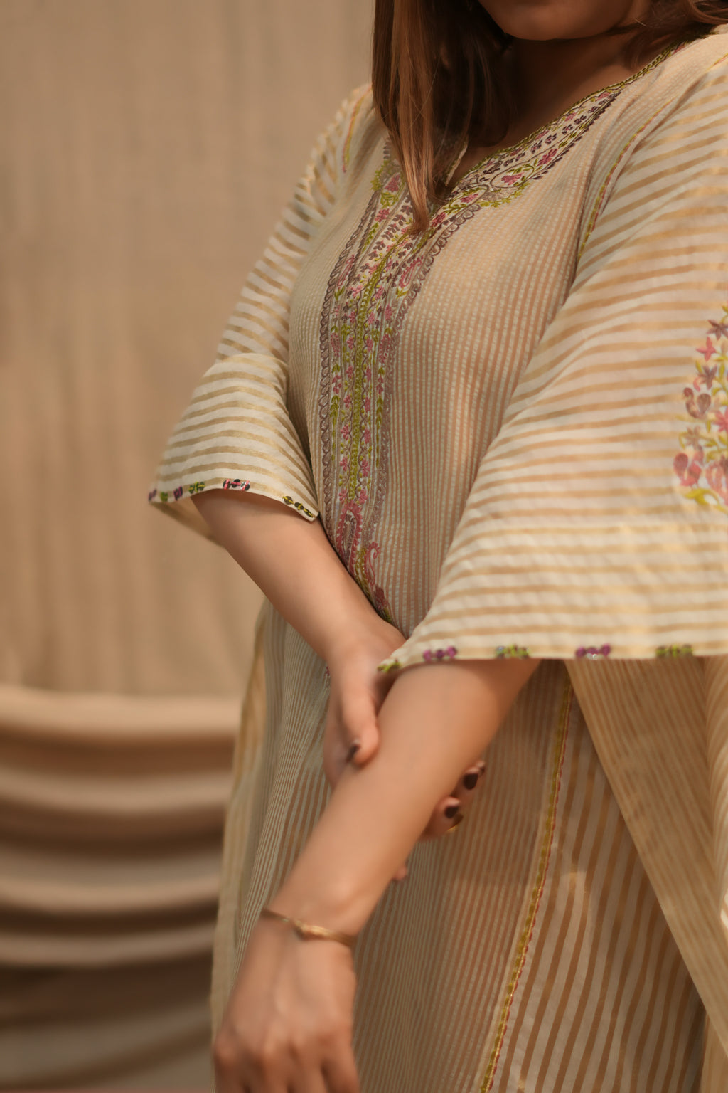 Noor-e-Paisley Chanderi Silk Kaftan Set for Women