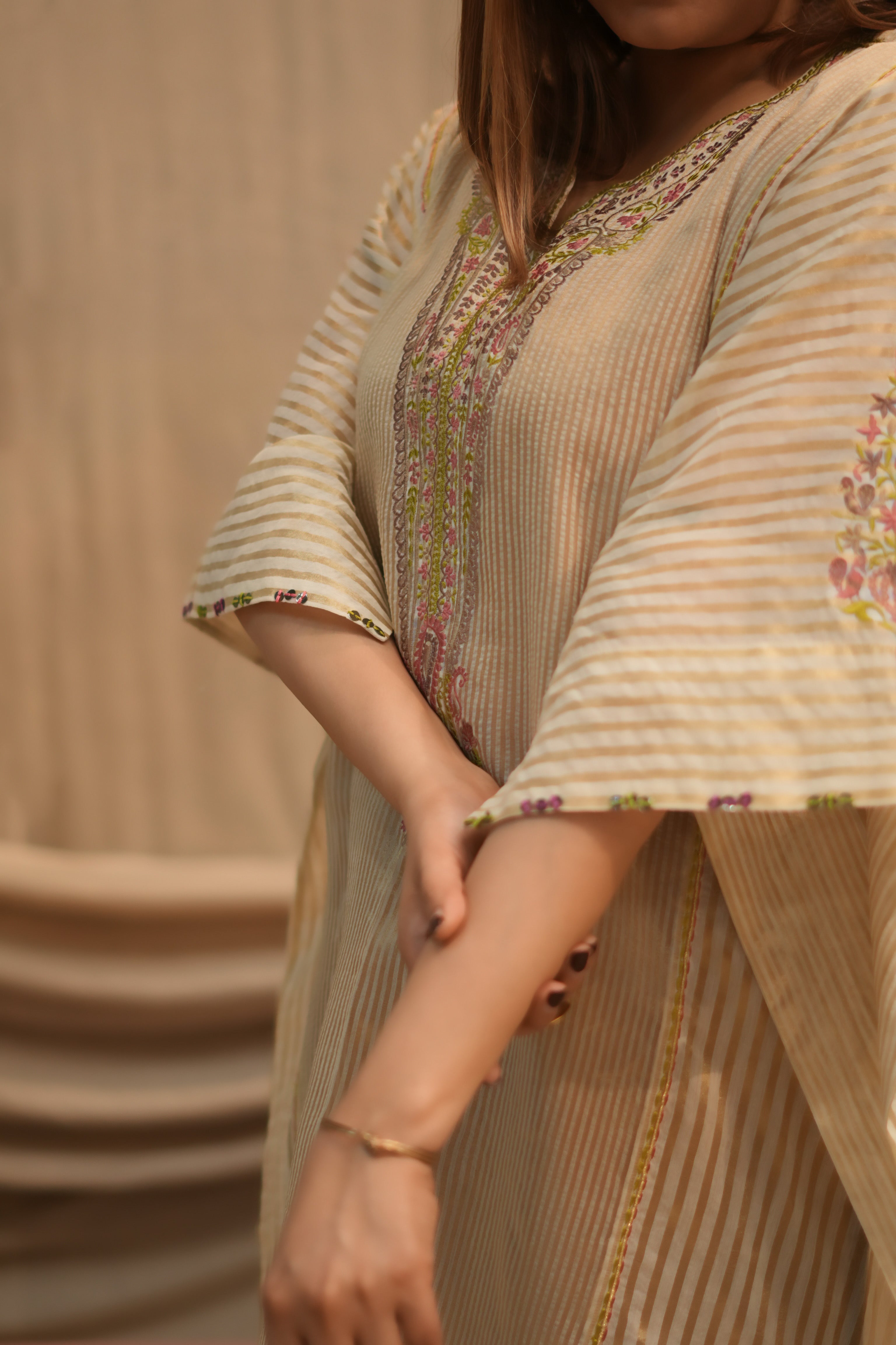 Noor-e-Paisley Chanderi Silk Kaftan Set for Women