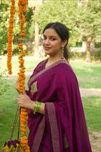 Neerja Silk blend Purple Saree - Chanderi - Detail Shot - Chidiyaa