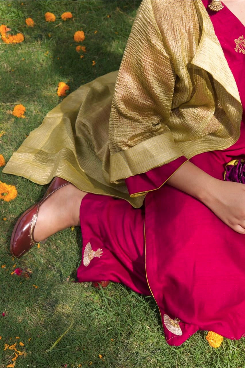 Vasantika Hand-Embroidered Overlay - Indian Summer