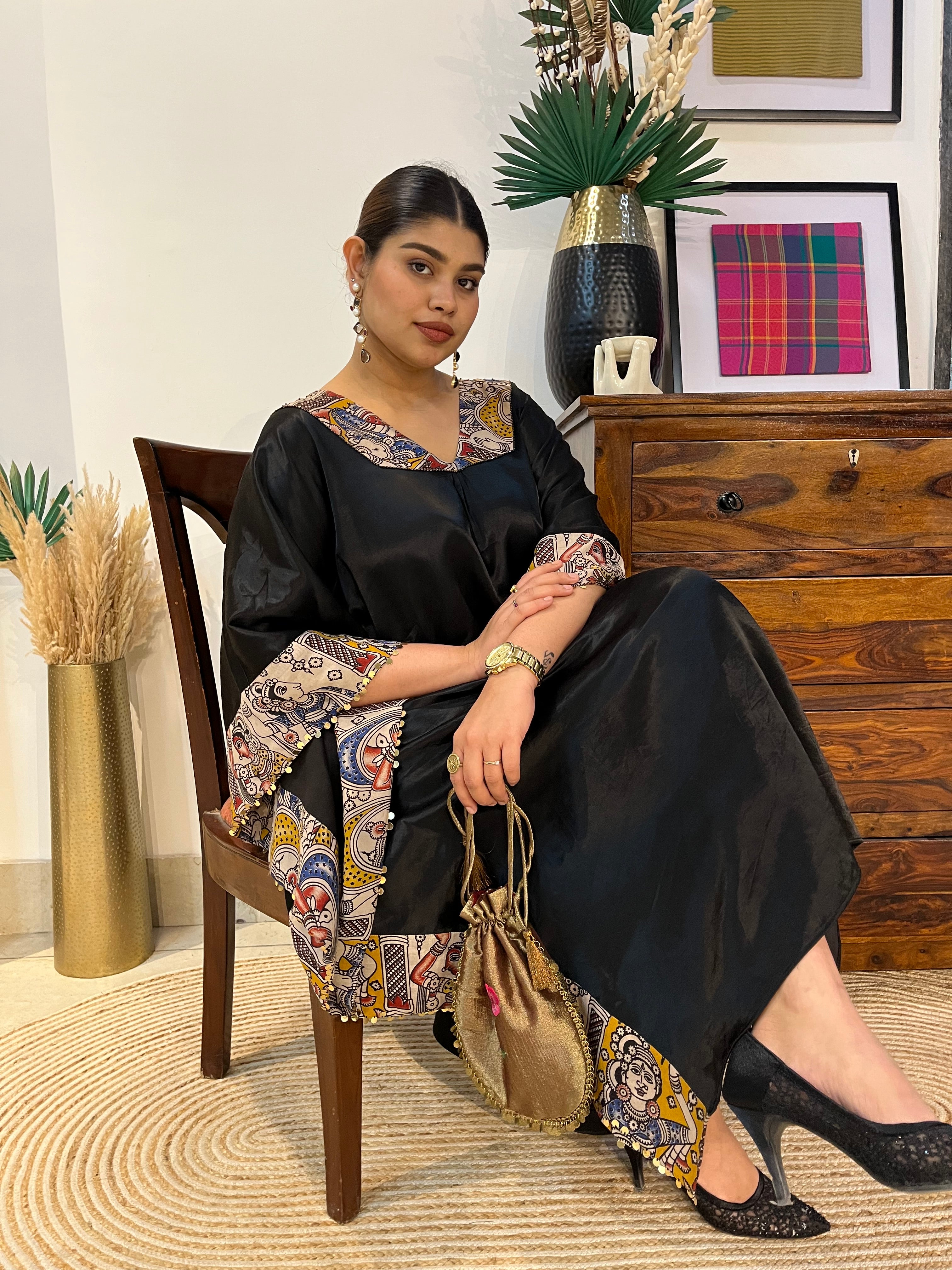 Raas Mashru Kalamkari Kaftan and Pants
