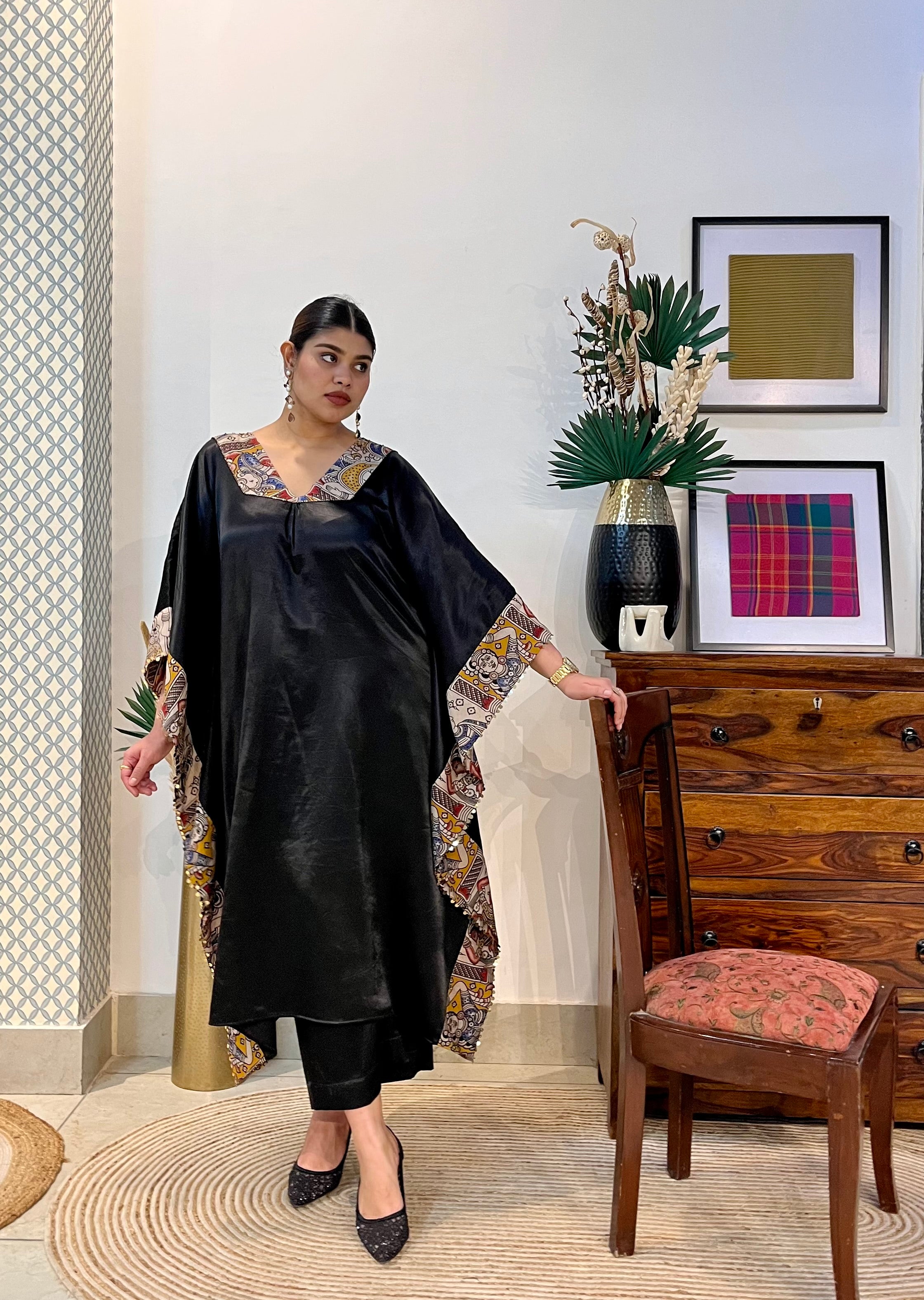 Raas Mashru Kalamkari Kaftan and Pants