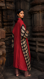 TRIVENI Ajrakh Collared Kaftan and Pants