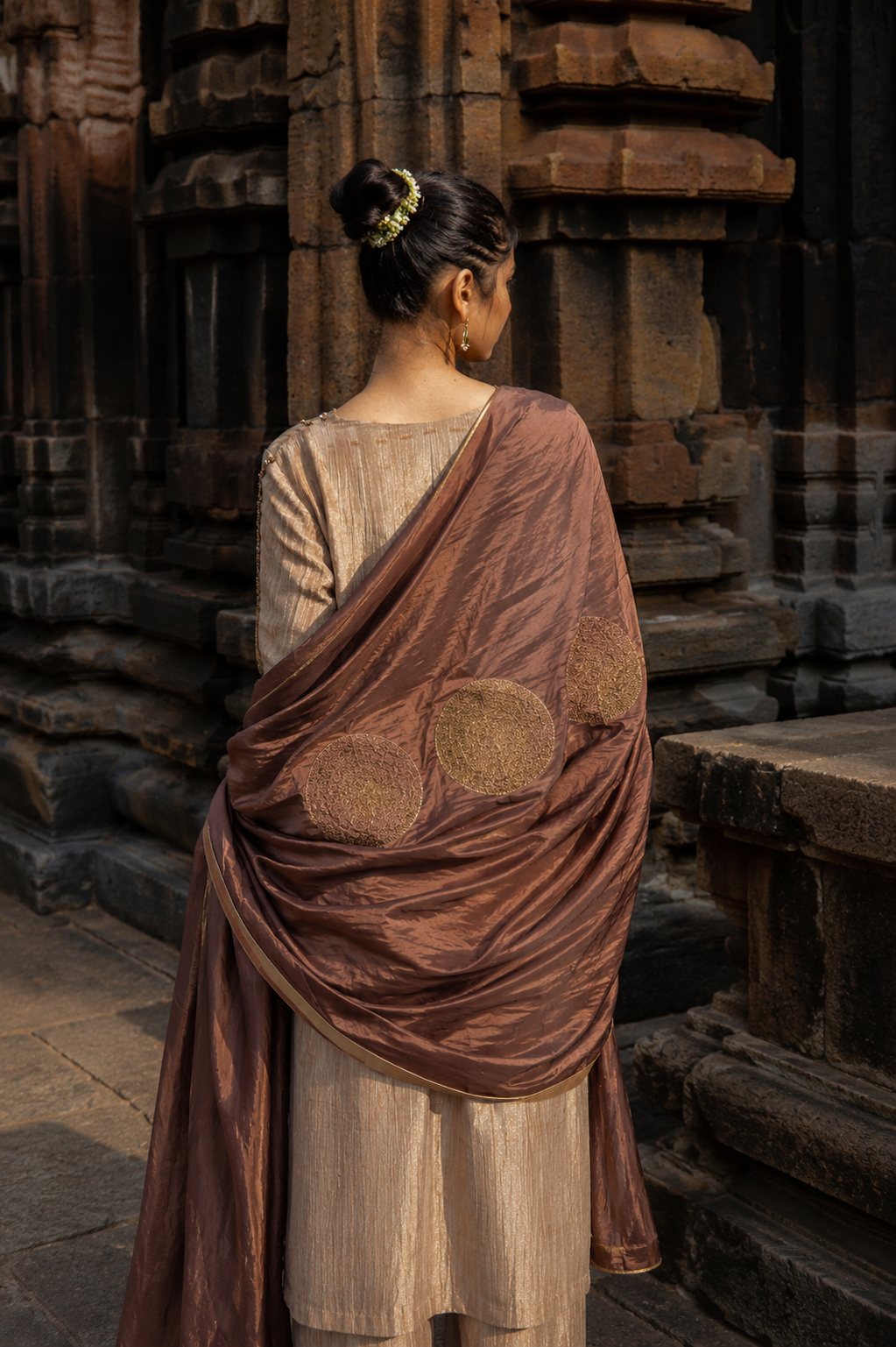 NAAYIKA CHANDAN Hand-Embroidered Pure Modal Silk Kurta Set