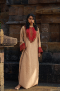 RUHAANI Hand-Embroidered Crushed Chanderi Tissue Long Dress