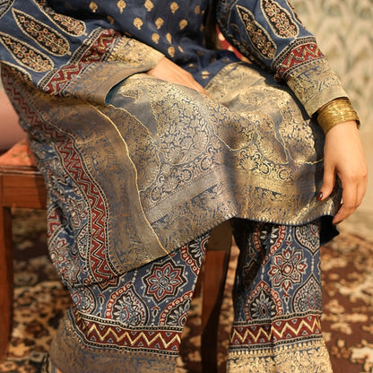 Neelambara Ajrakh Choga and Pants