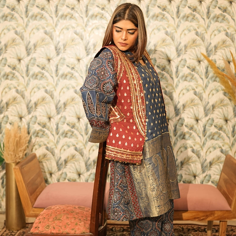Neelambara Ajrakh Choga and Pants