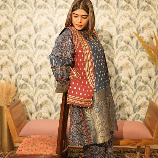 Neelambara Ajrakh Choga and Pants