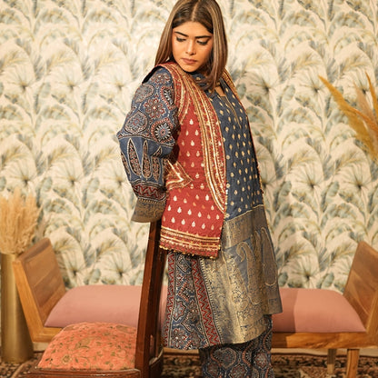 Neelambara Ajrakh Choga and Pants